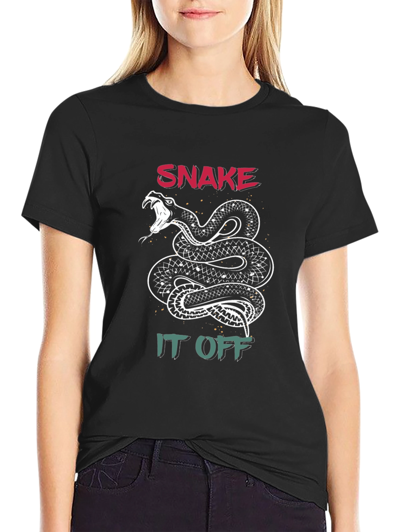 Black Snake It Off Graphic T-Shirt - Black Crew Neck view 2