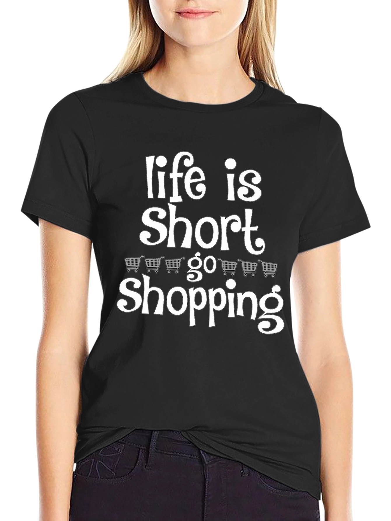 Black Life is Short, Go Shopping Graphic Tee view 2