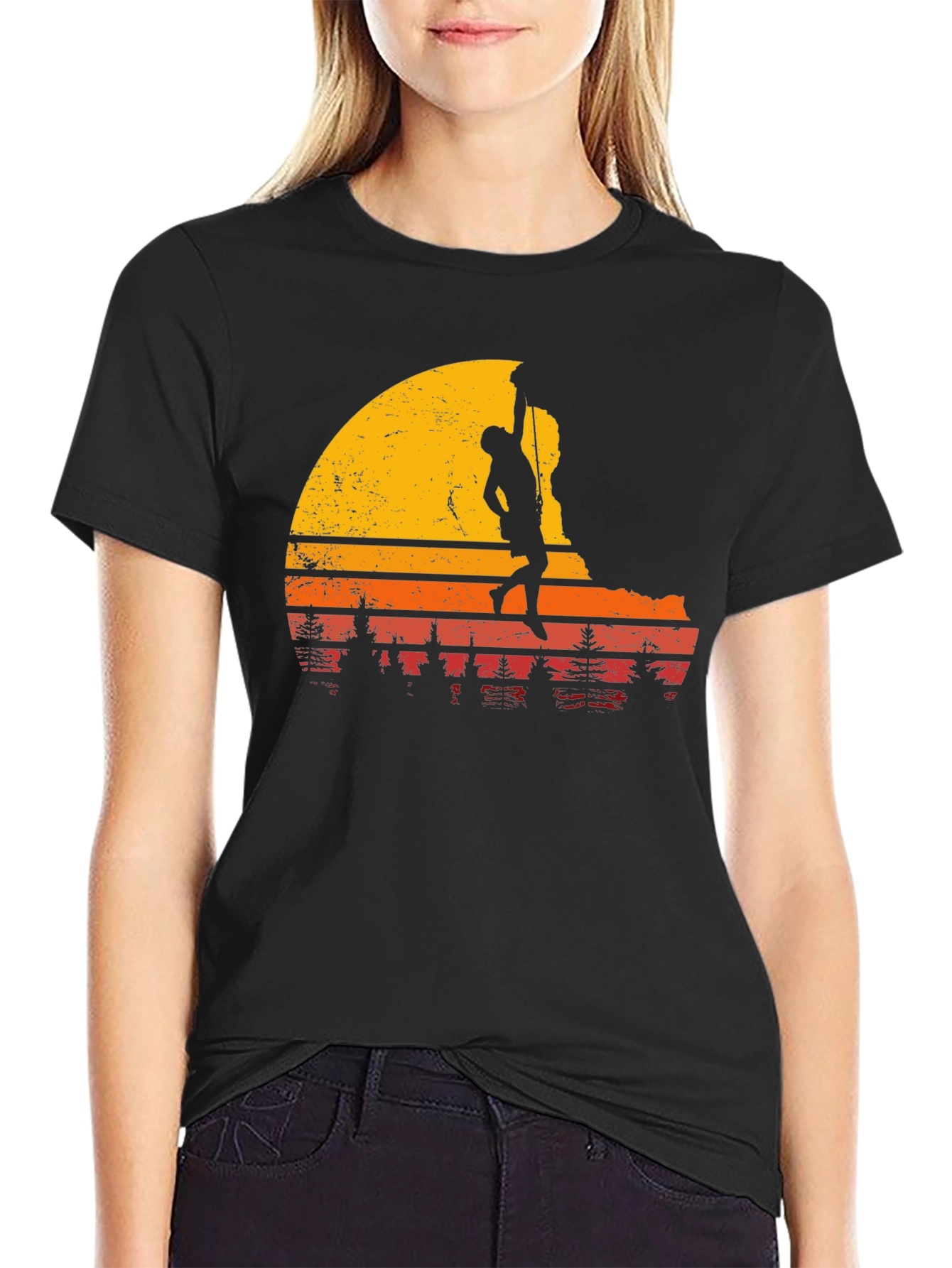 Black Retro Climbing T-Shirt - Adventure Awaits! view 2