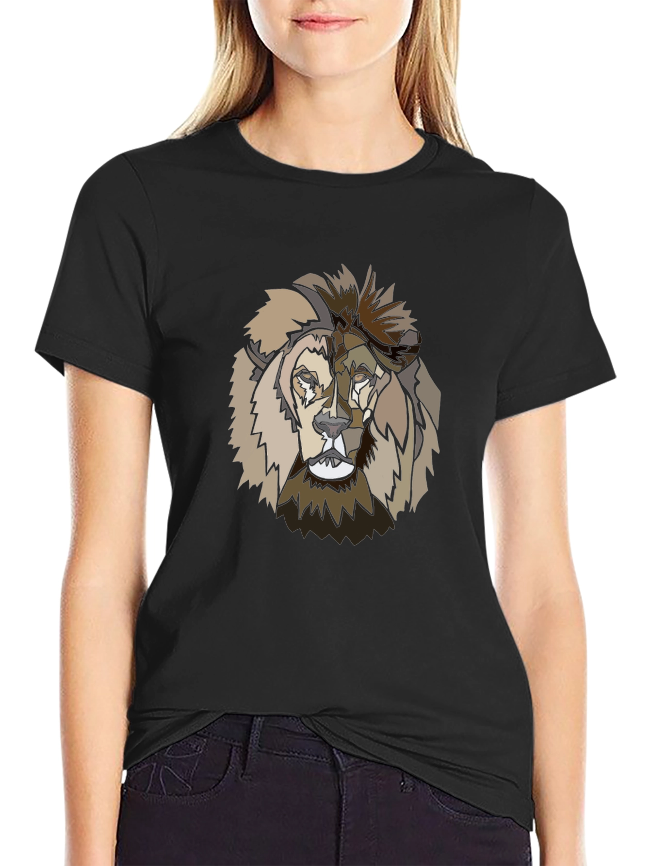 Black Abstract Lion Graphic Tee - Stylish Menswear view 2