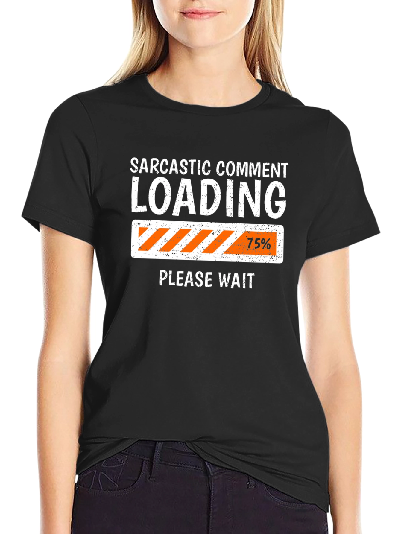 Black Sarcastic Comment Loading Funny T-Shirt view 2