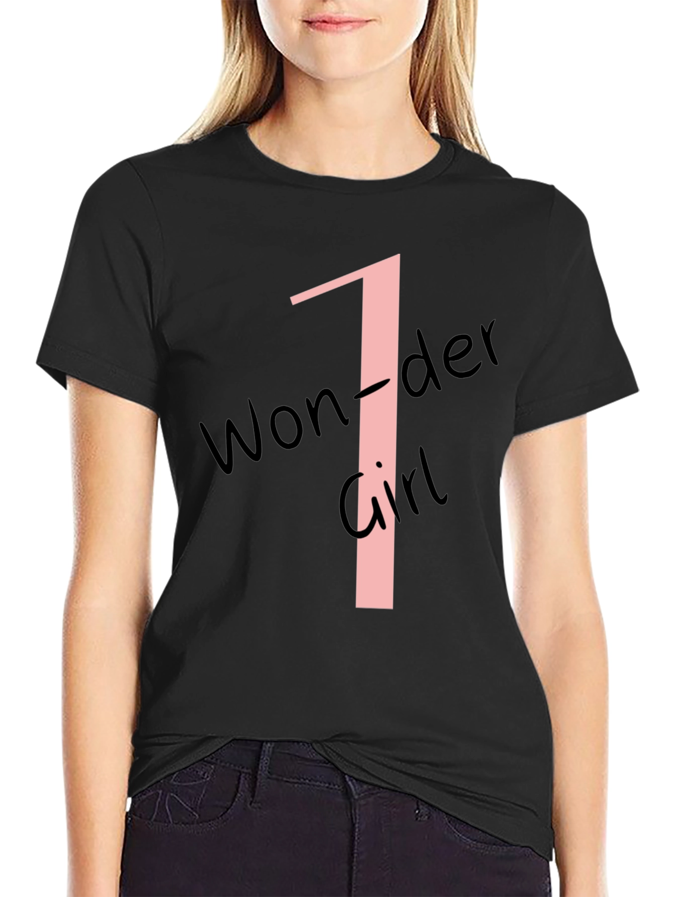 Black Wonder Girl Number One Black T-Shirt view 2