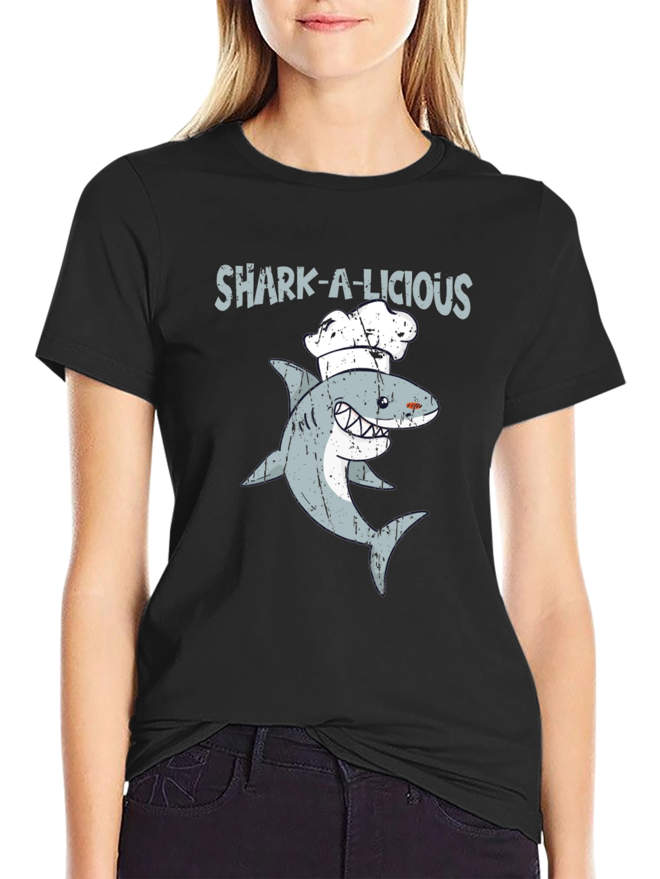 Black Shark-A-Licious Chef Graphic T-Shirt view 2