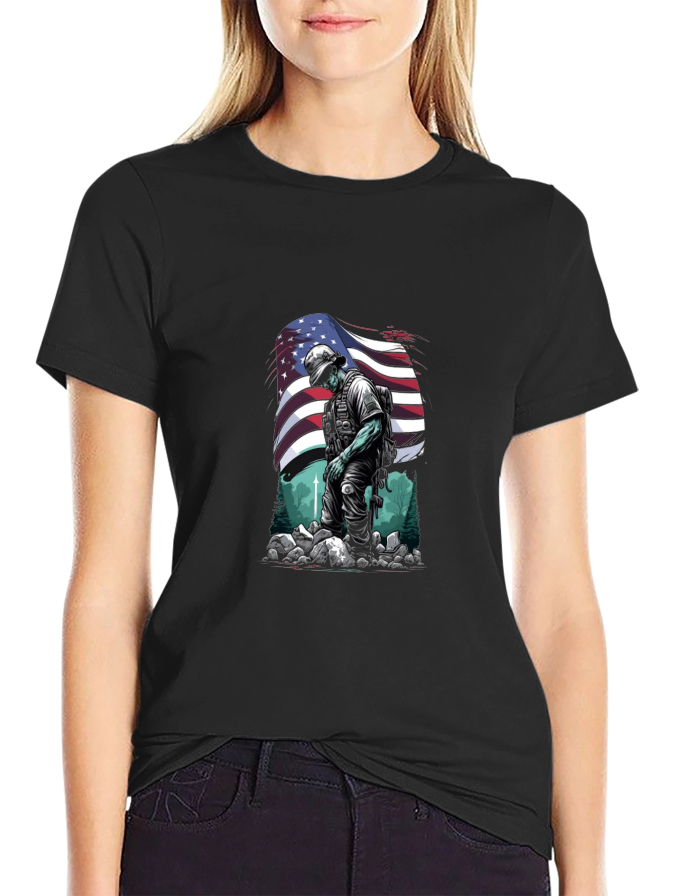 American Soldier Graphic T-Shirt - Patriotic Design - 2