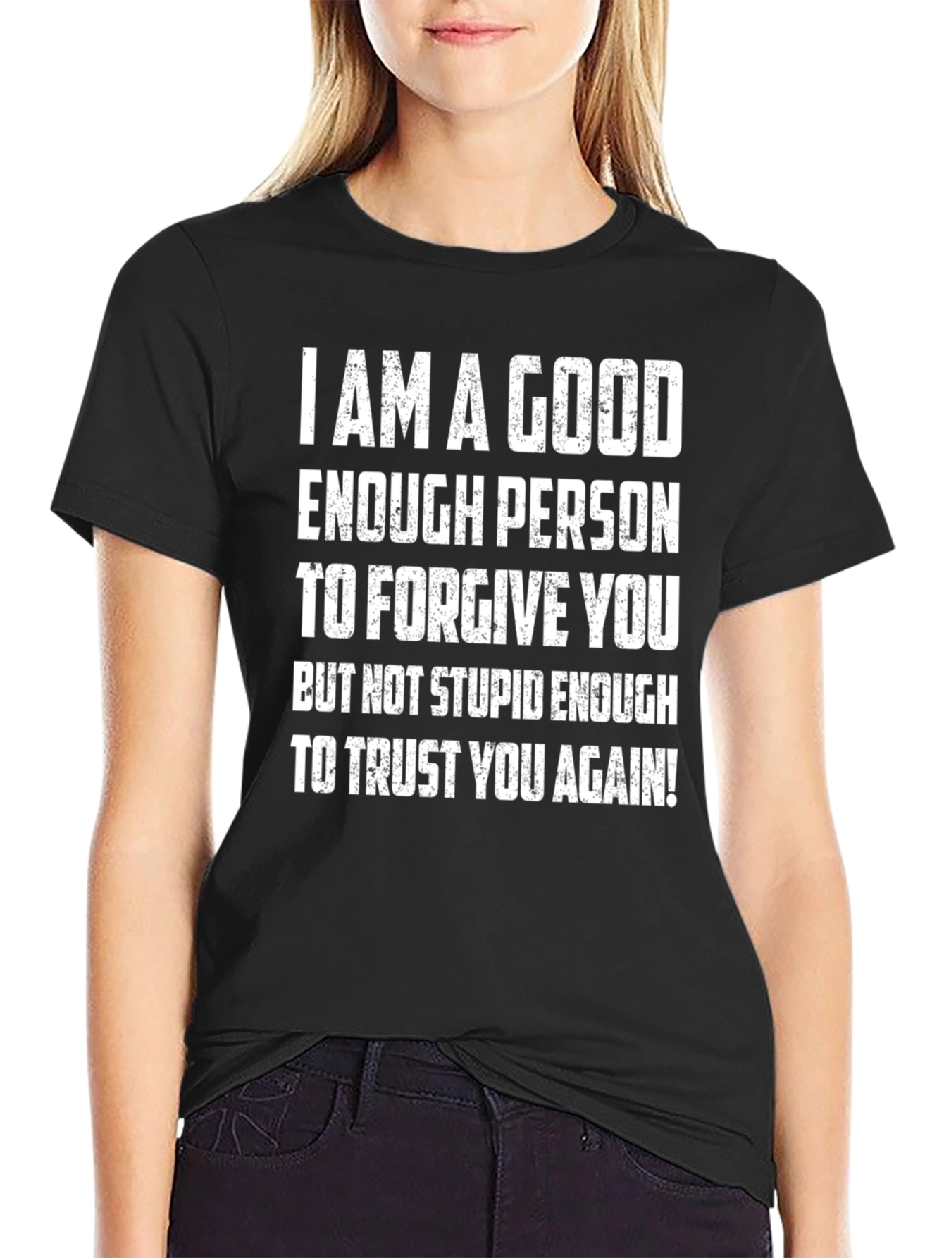 Black Funny Forgive but Not Trust Again Graphic Tee view 2