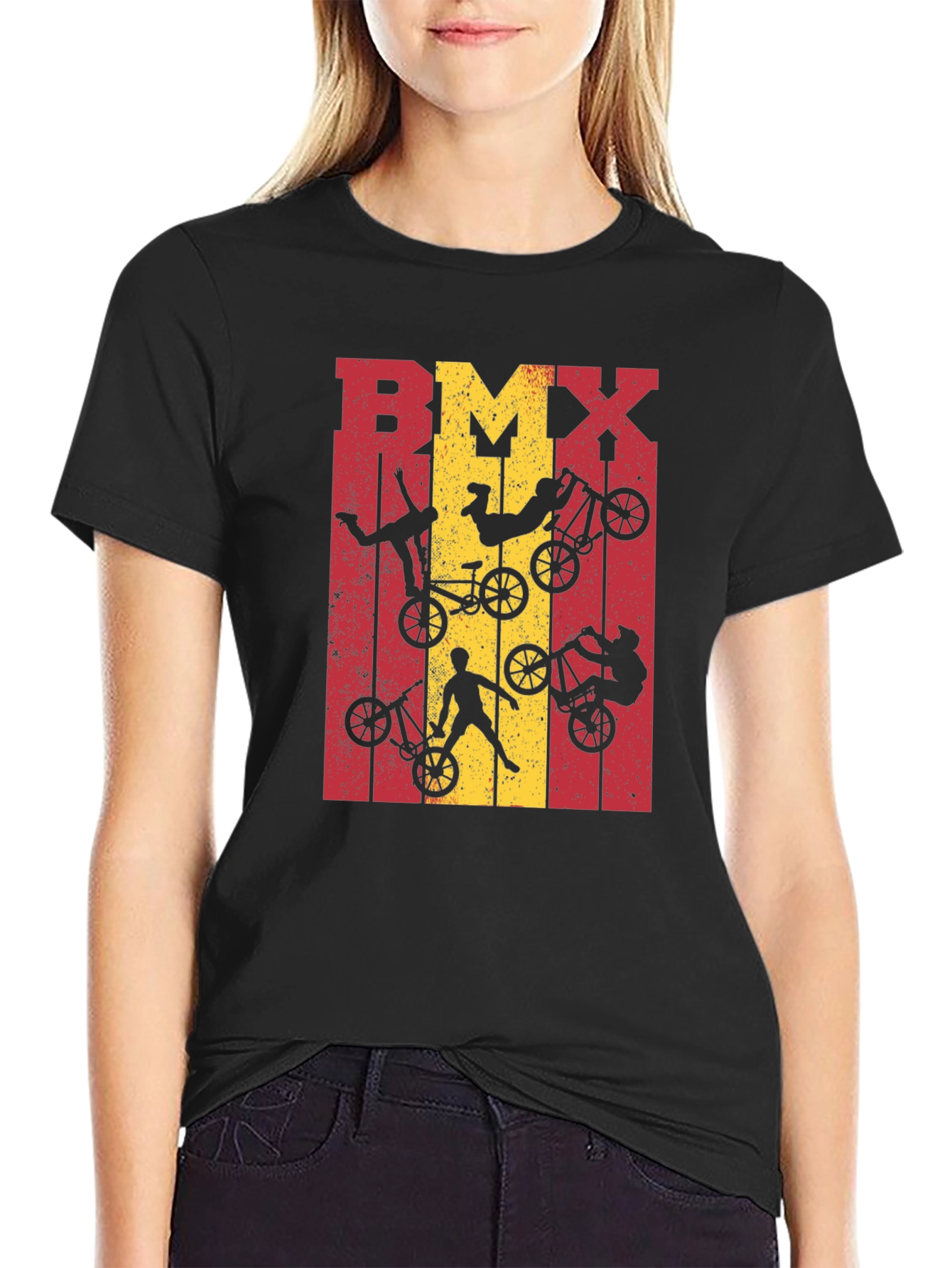 Black BMX Stunt Rider Graphic T-Shirt view 2