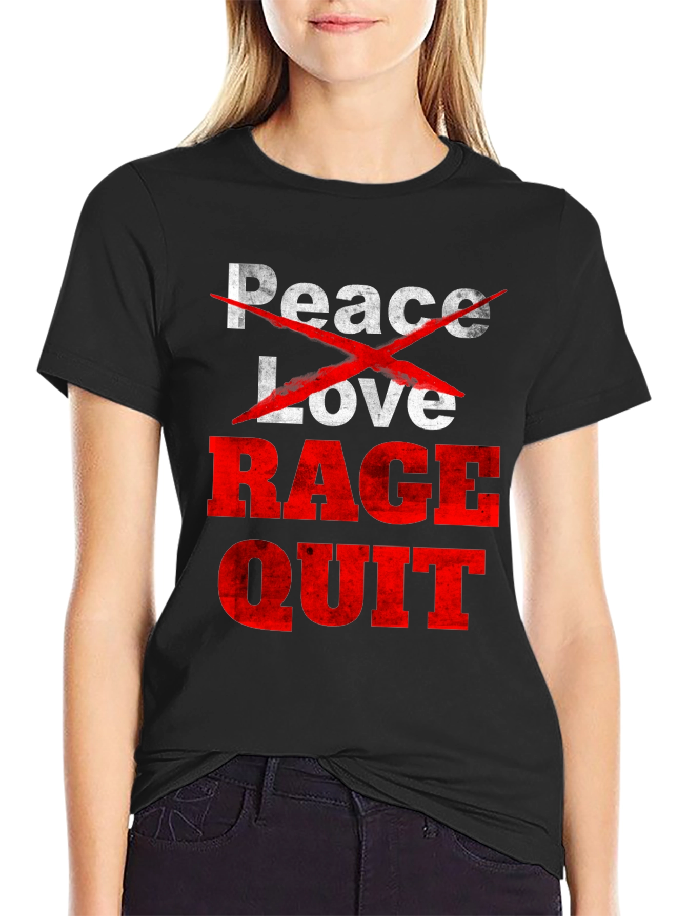Black Peace Love Rage Quit Graphic Tee view 2