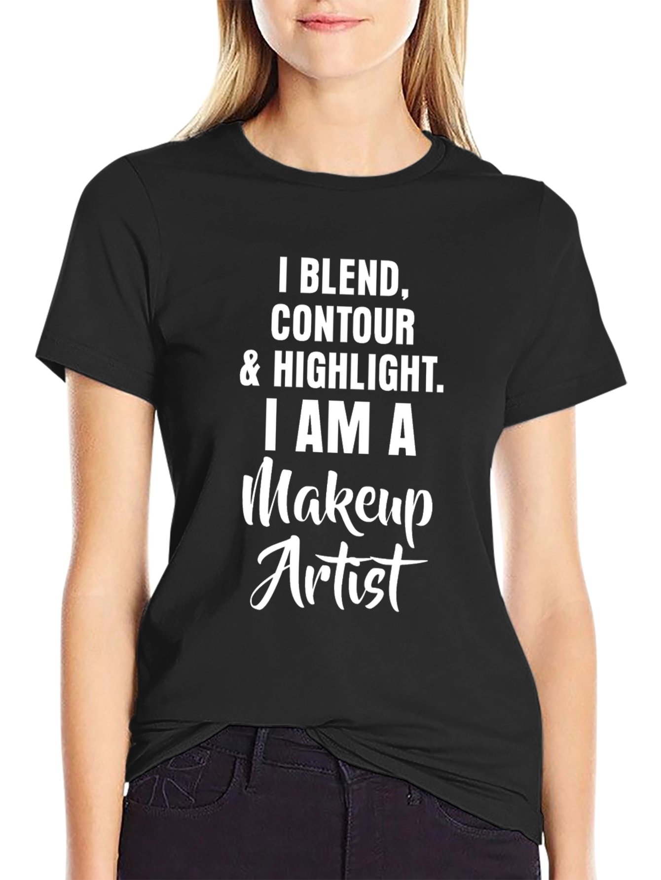 Black Makeup Artist T-Shirt - Blend Contour Highlight view 2