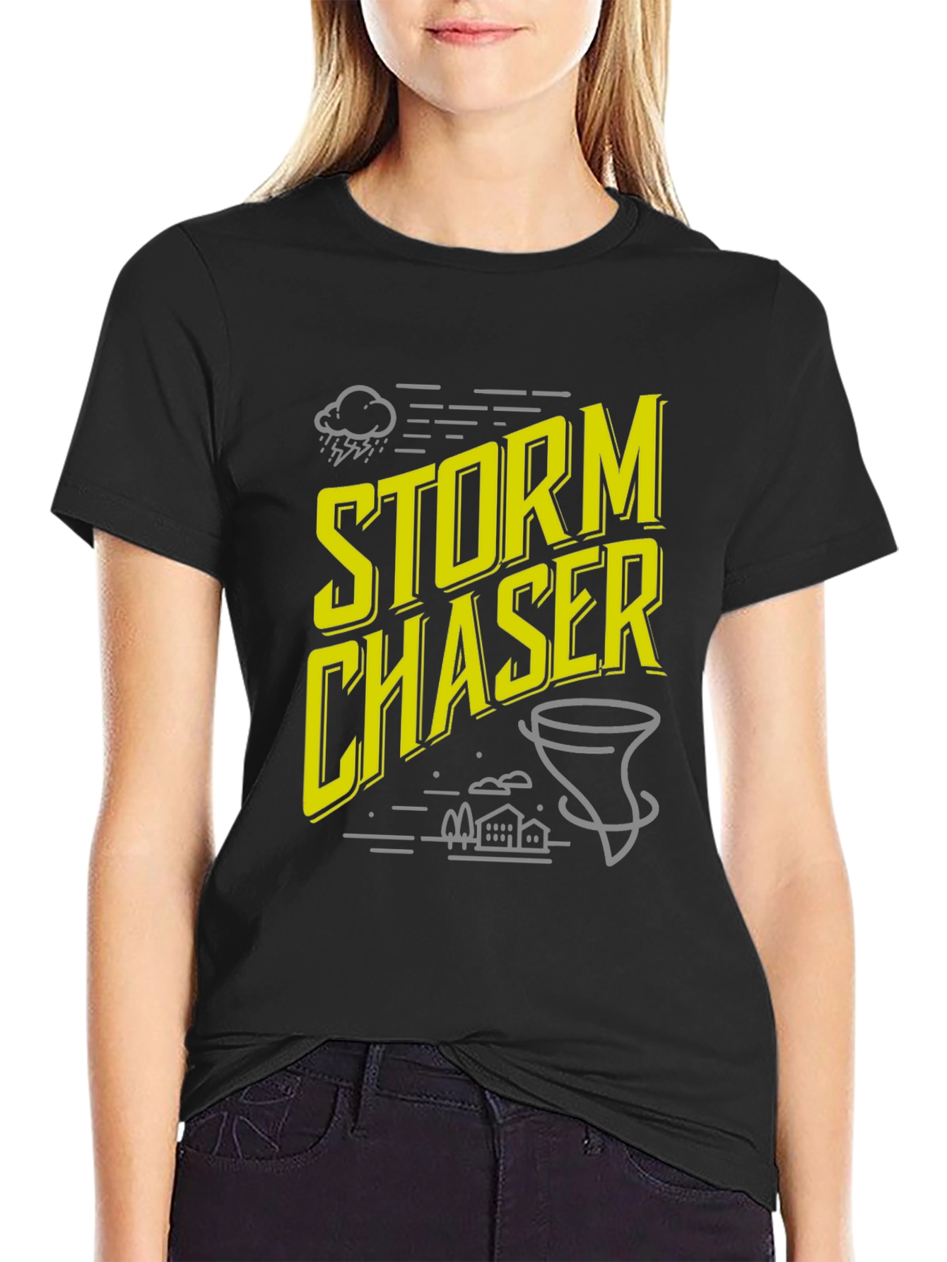 Black Storm Chaser Graphic Tee - Weather Enthusiast Shirt view 2