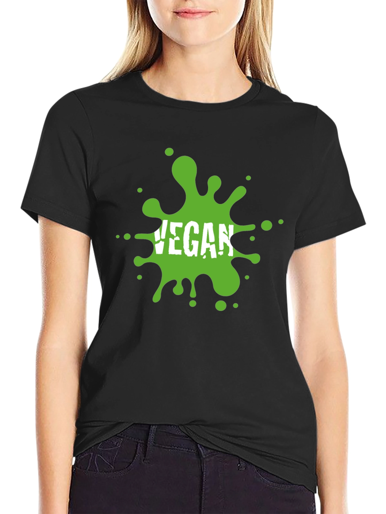 Black Vegan Splatter T-Shirt - Eco-Friendly & Stylish view 2
