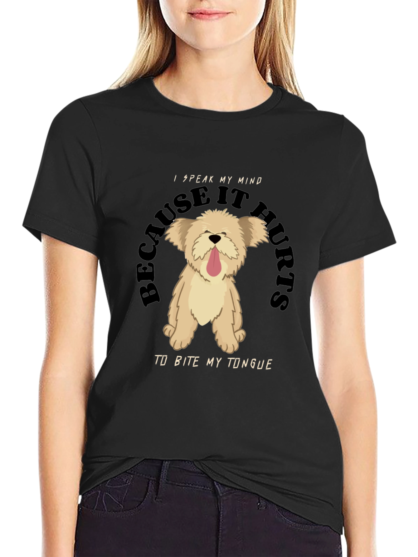Black I Speak My Mind Dog Graphic Tee - Black view 2