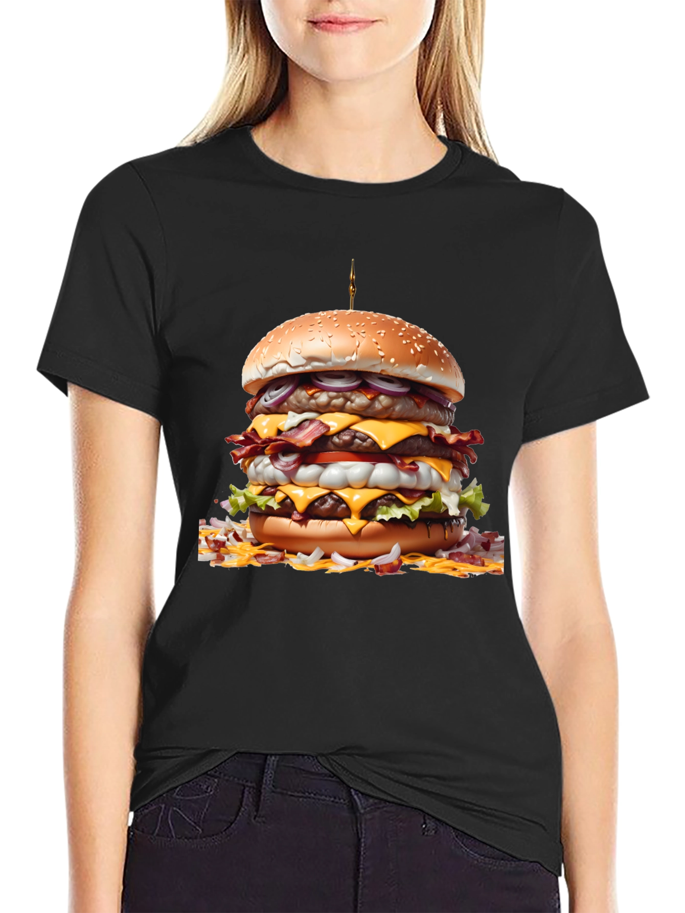 Black Burger Graphic Tee - Foodie Fashion view 2
