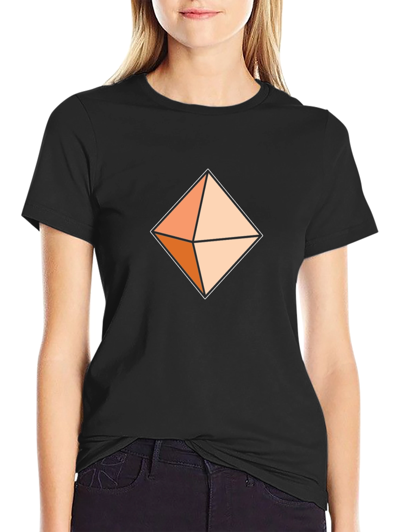 Black Geometric Diamond Tee - Casual Comfort view 2