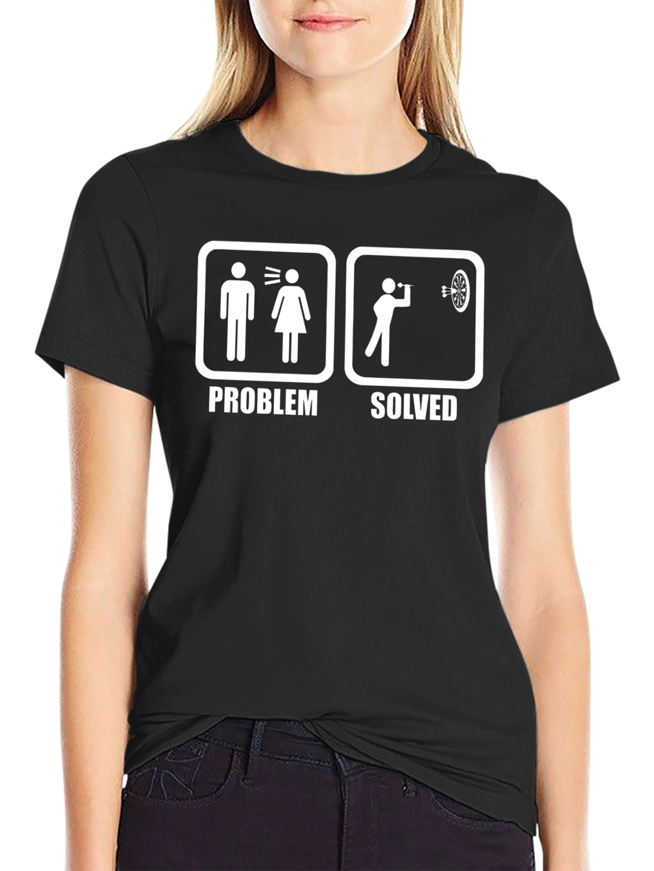 Black Problem Solved Dart T-Shirt view 2