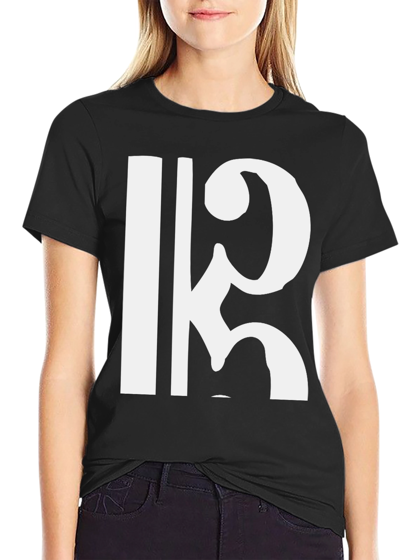 Black Bold Clef Graphic Black Tee view 2
