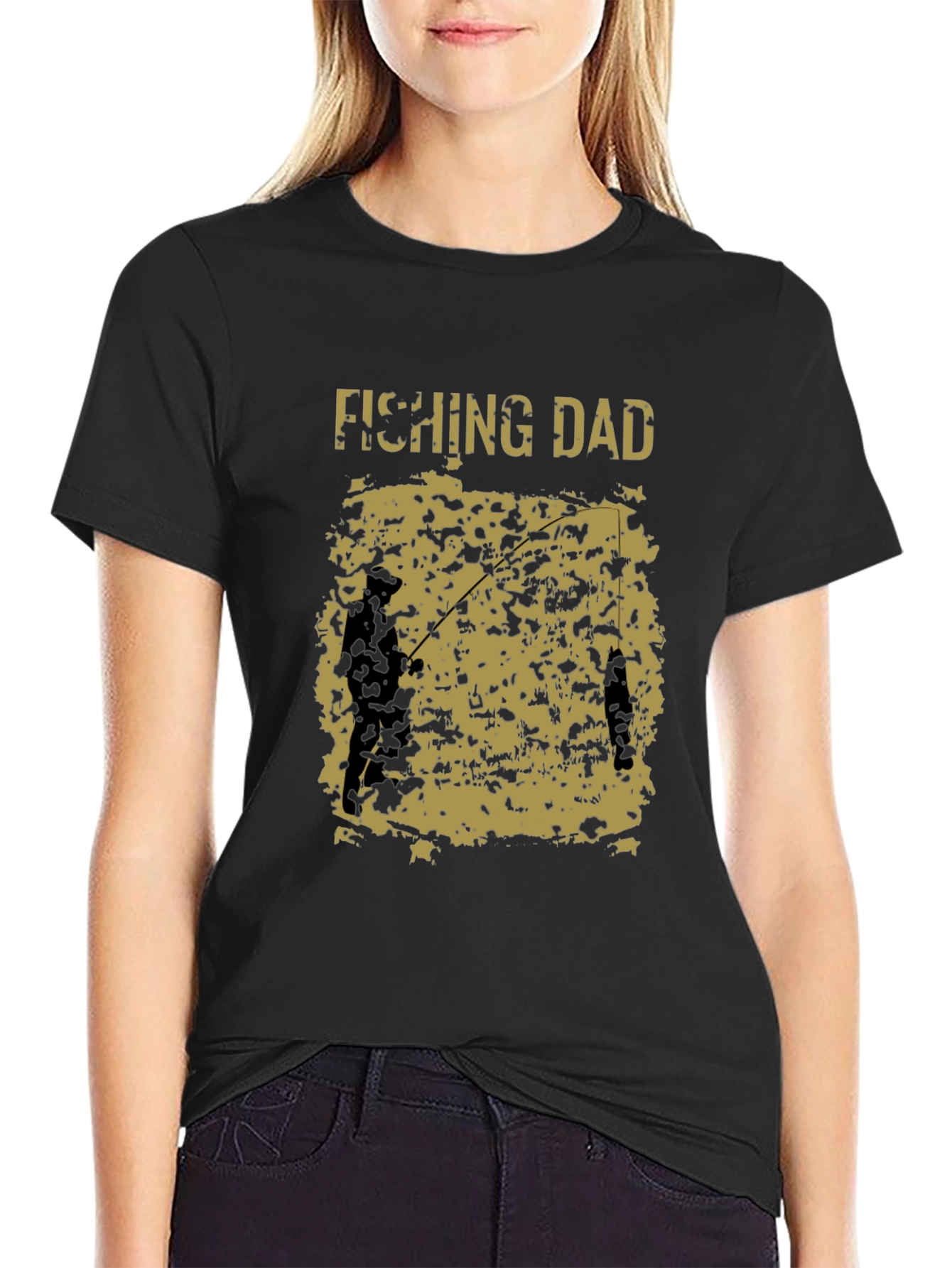 Black Fishing Dad Graphic Tee - Black view 2