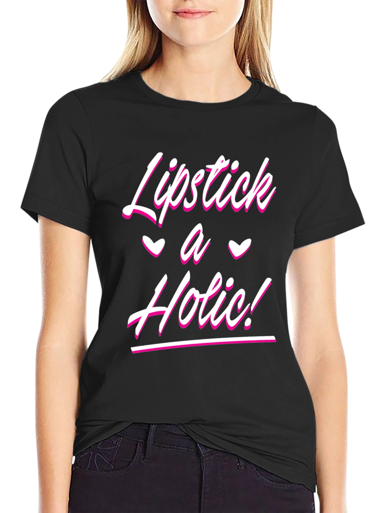 Black Lipstick A Holic! Black T-Shirt view 2