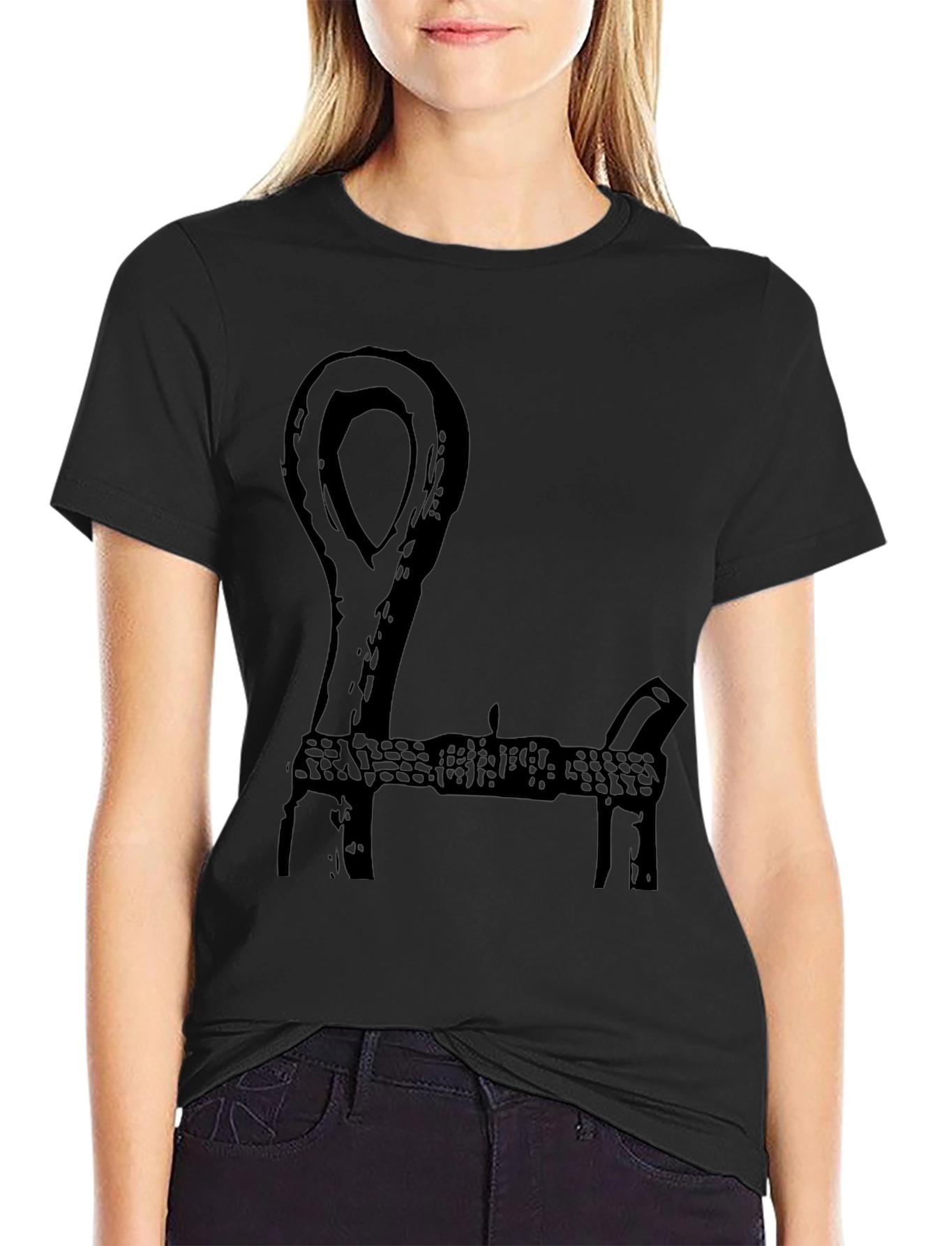 Black Unique Graphic Black T-Shirt view 2