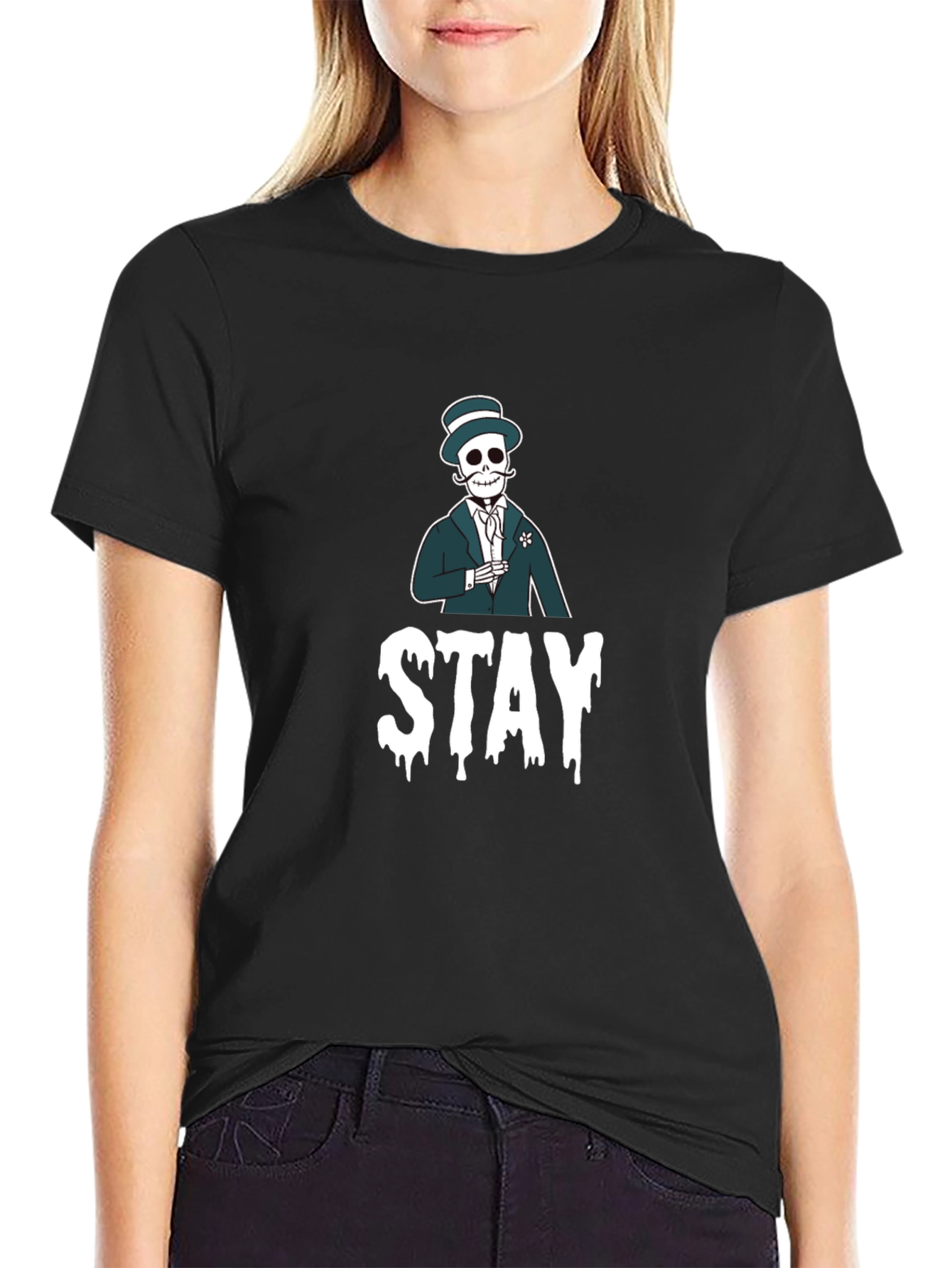 Black Stay Skeleton Black T-Shirt view 2