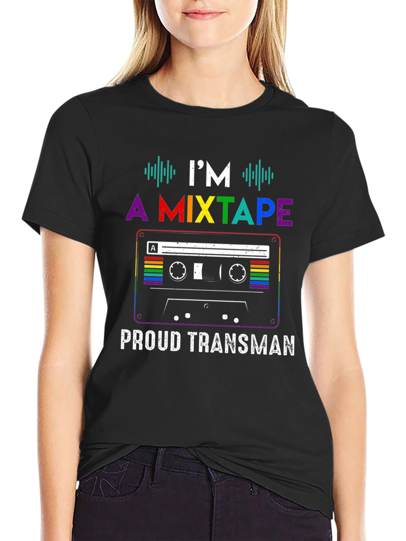 Black Proud Transman Mixtape Graphic T-Shirt view 2