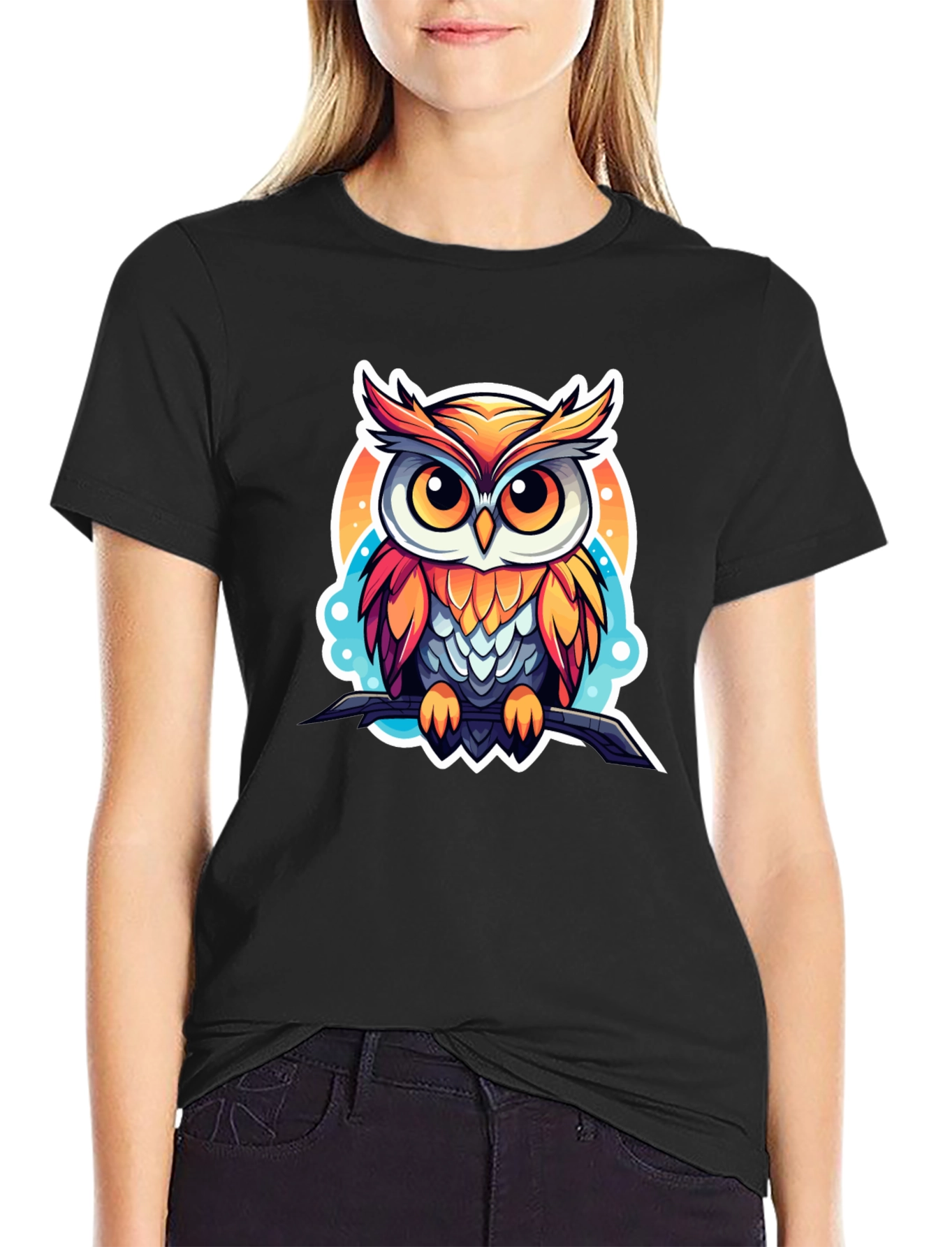 Black Owl Graphic Tee - Stylish Men's Black T-Shirt view 2