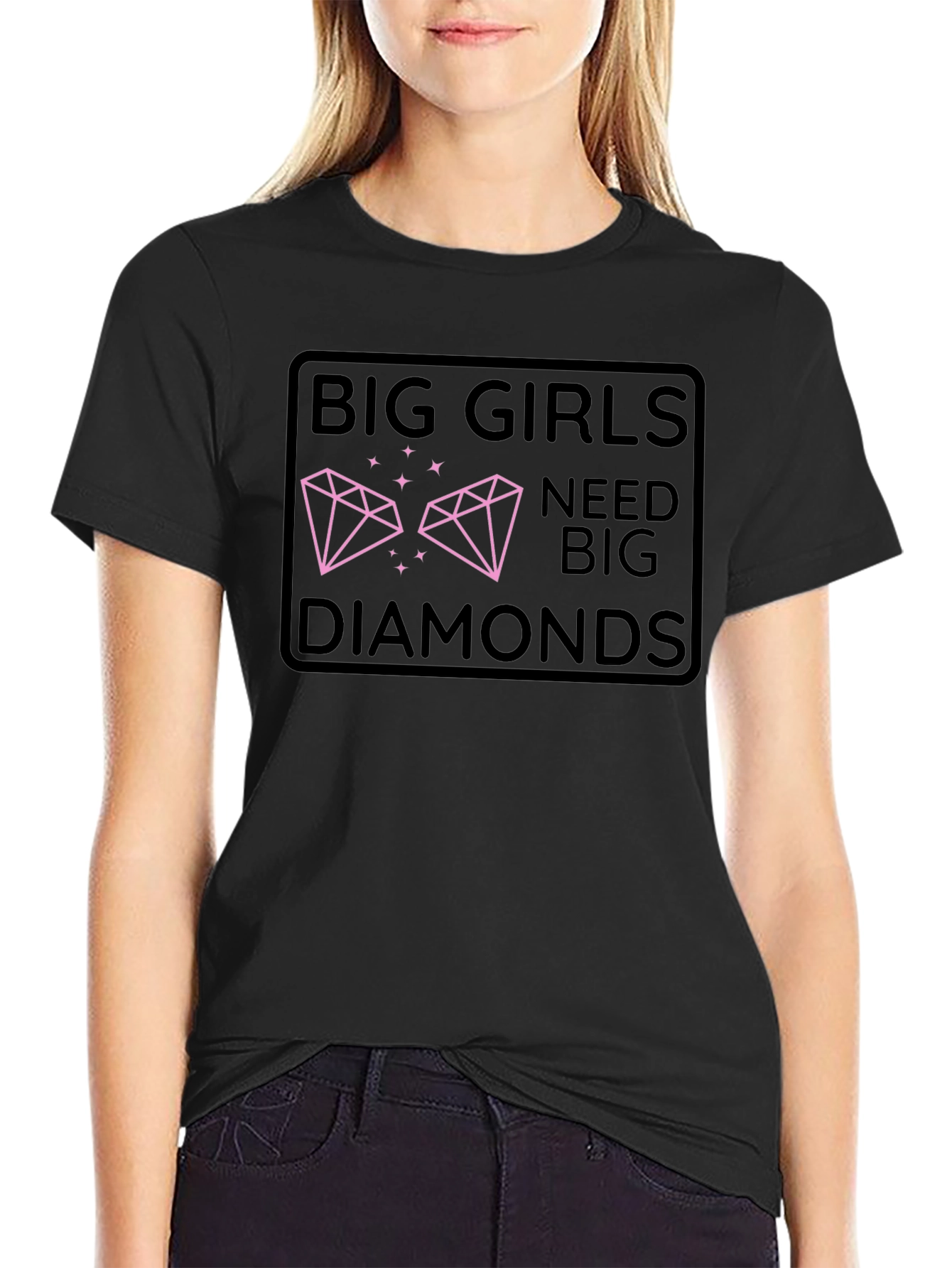 Black Big Girls Need Big Diamonds Graphic Tee view 2