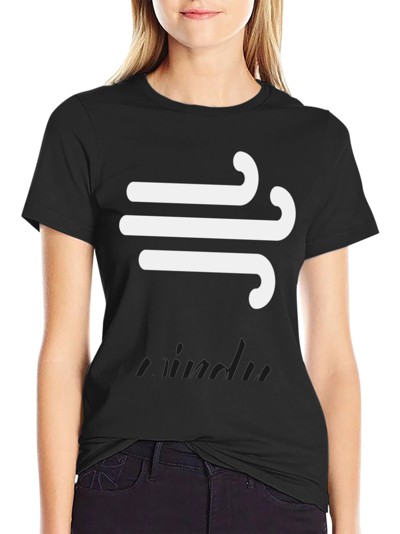 Black Wind Symbol T-Shirt - Modern Graphic Tee view 2
