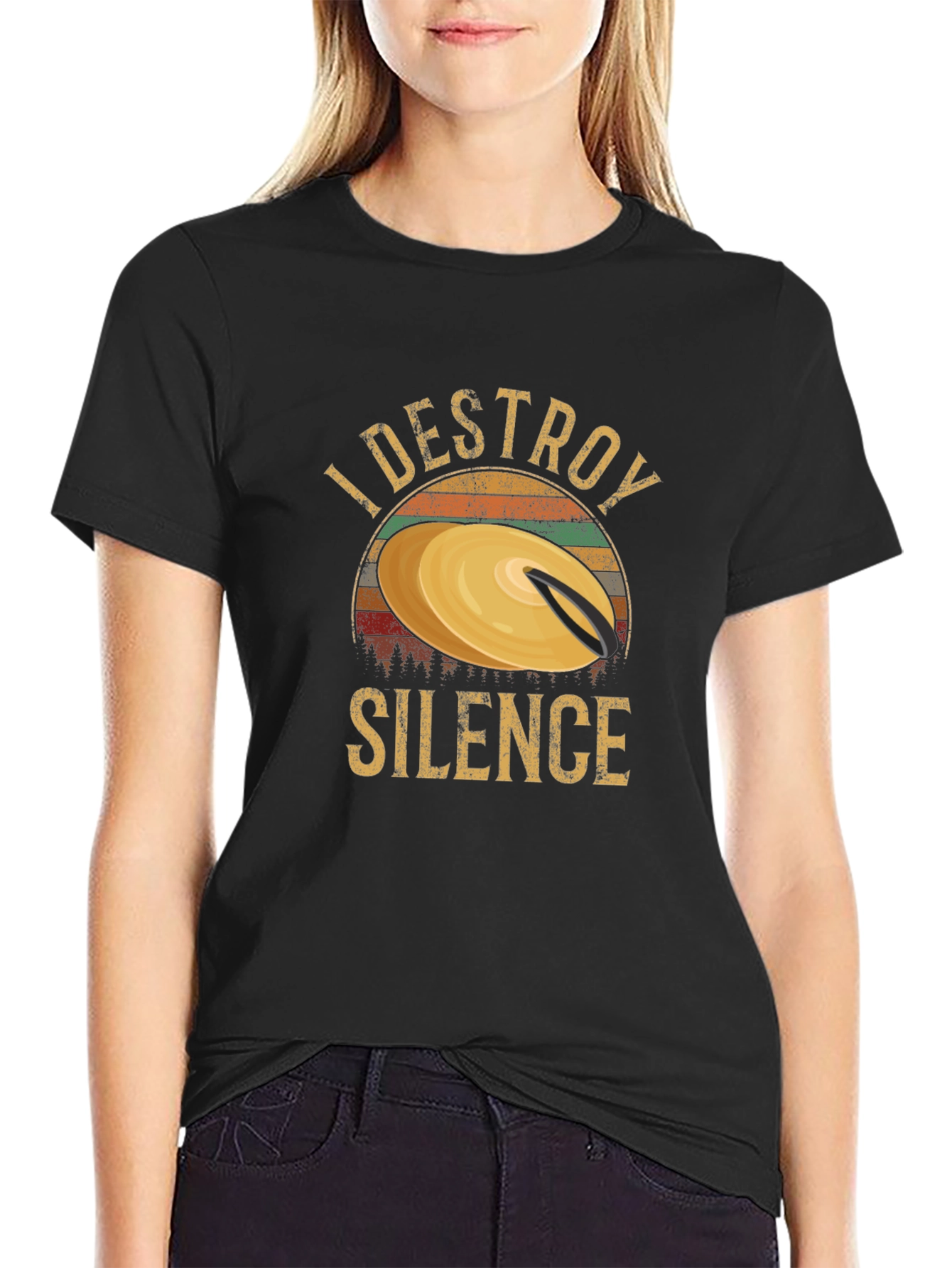Black I Destroy Silence Drummer T-Shirt view 2