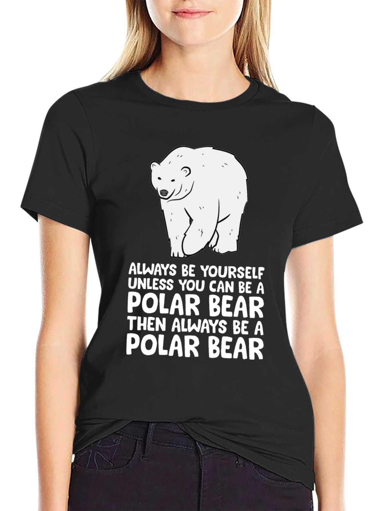 Black Polar Bear T-Shirt - "Always Be Yourself" view 2