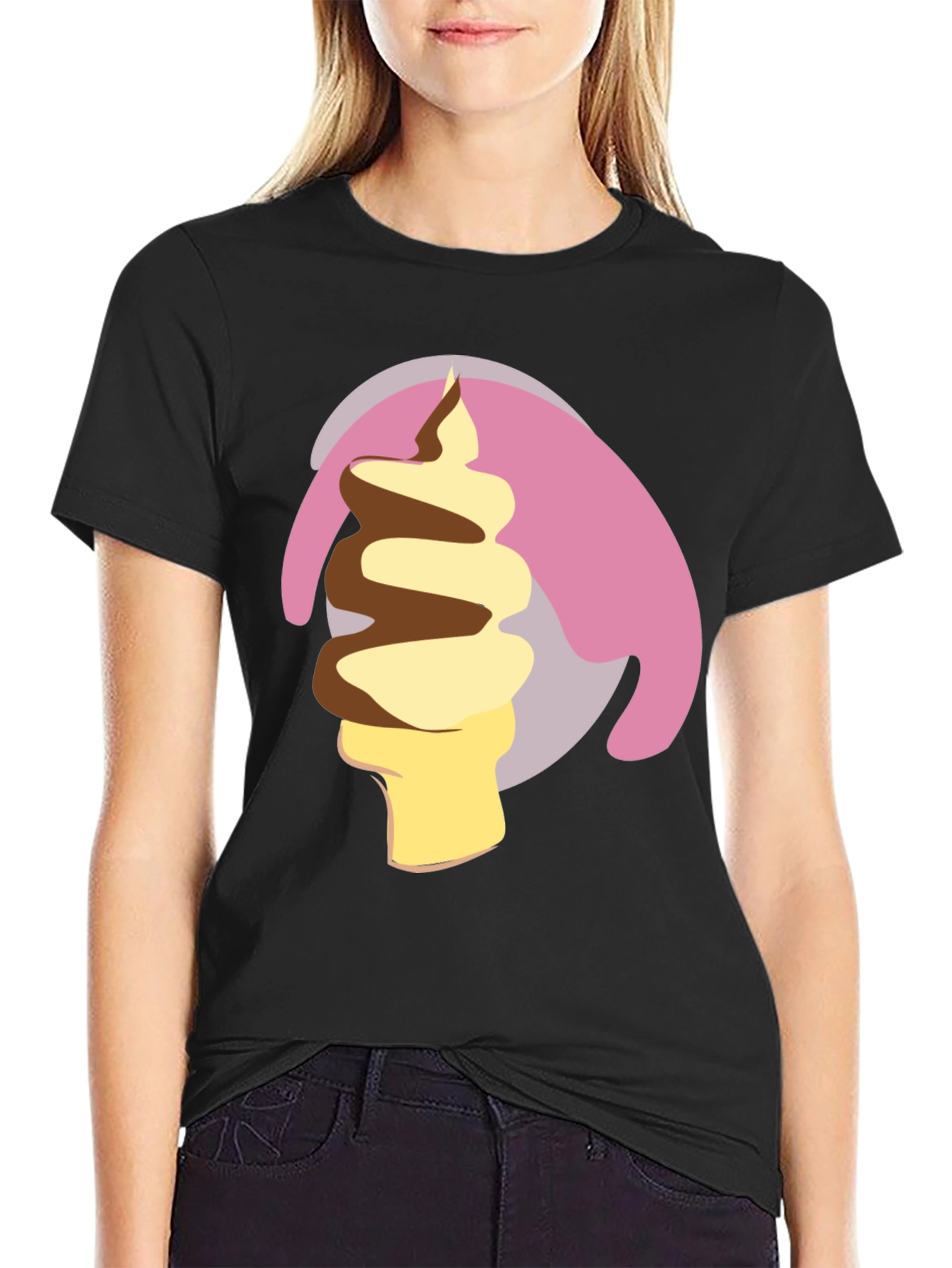 Black Ice Cream Swirl Graphic Tee view 2