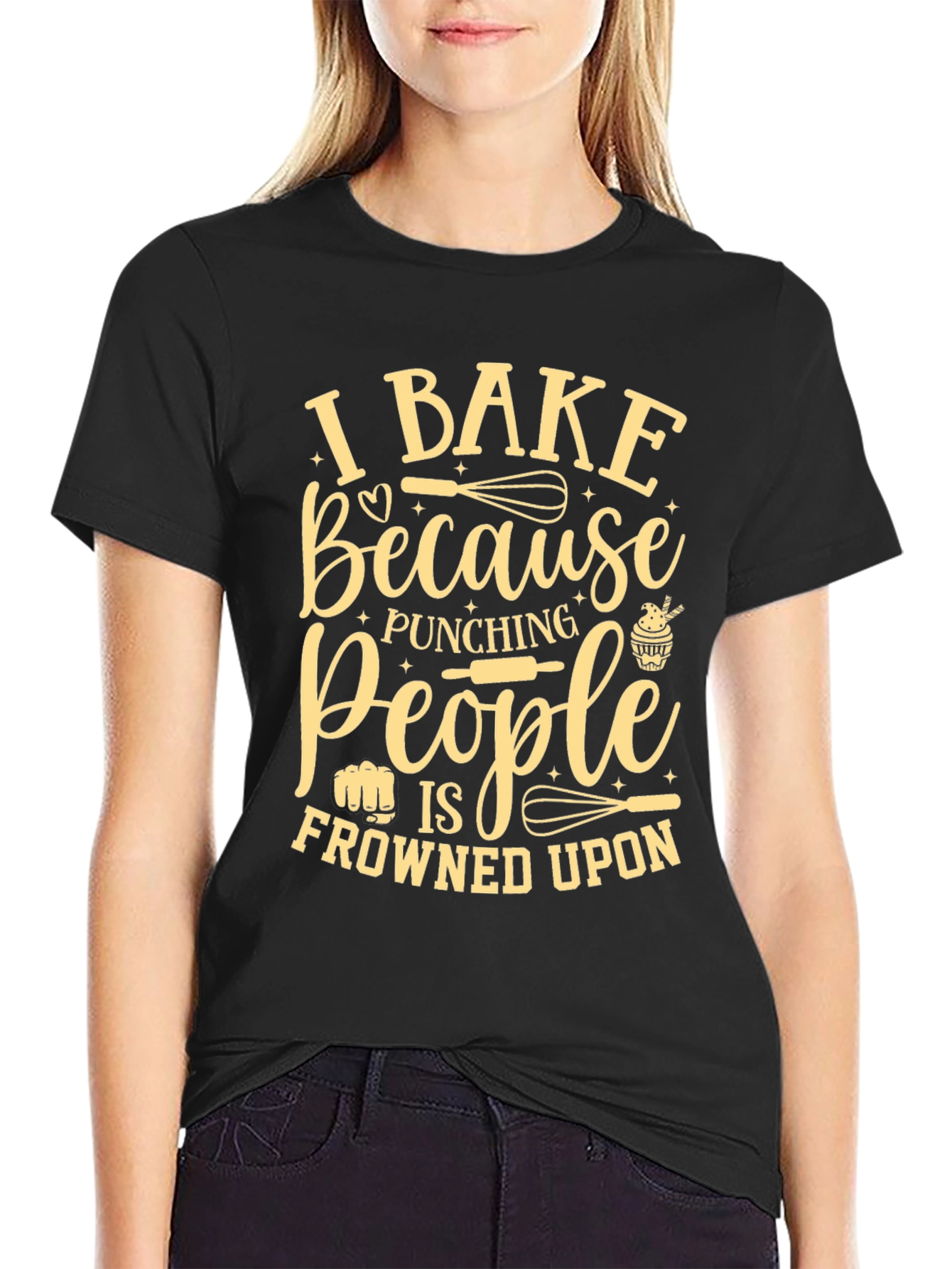 I Bake Because Punching People Is Frowned Upon T-Shirt - 2