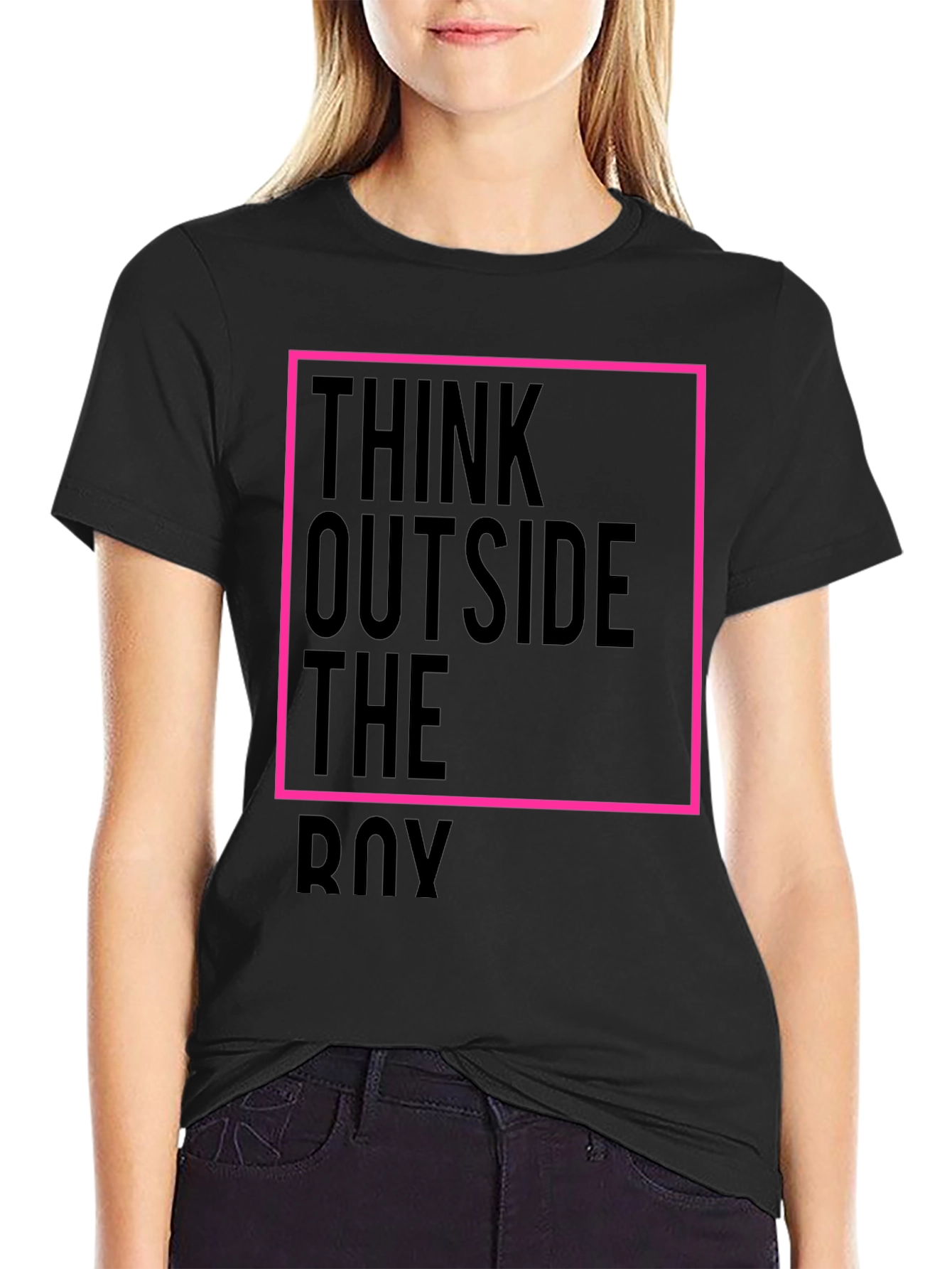 Black Think Outside the Box Black Graphic Tee view 2