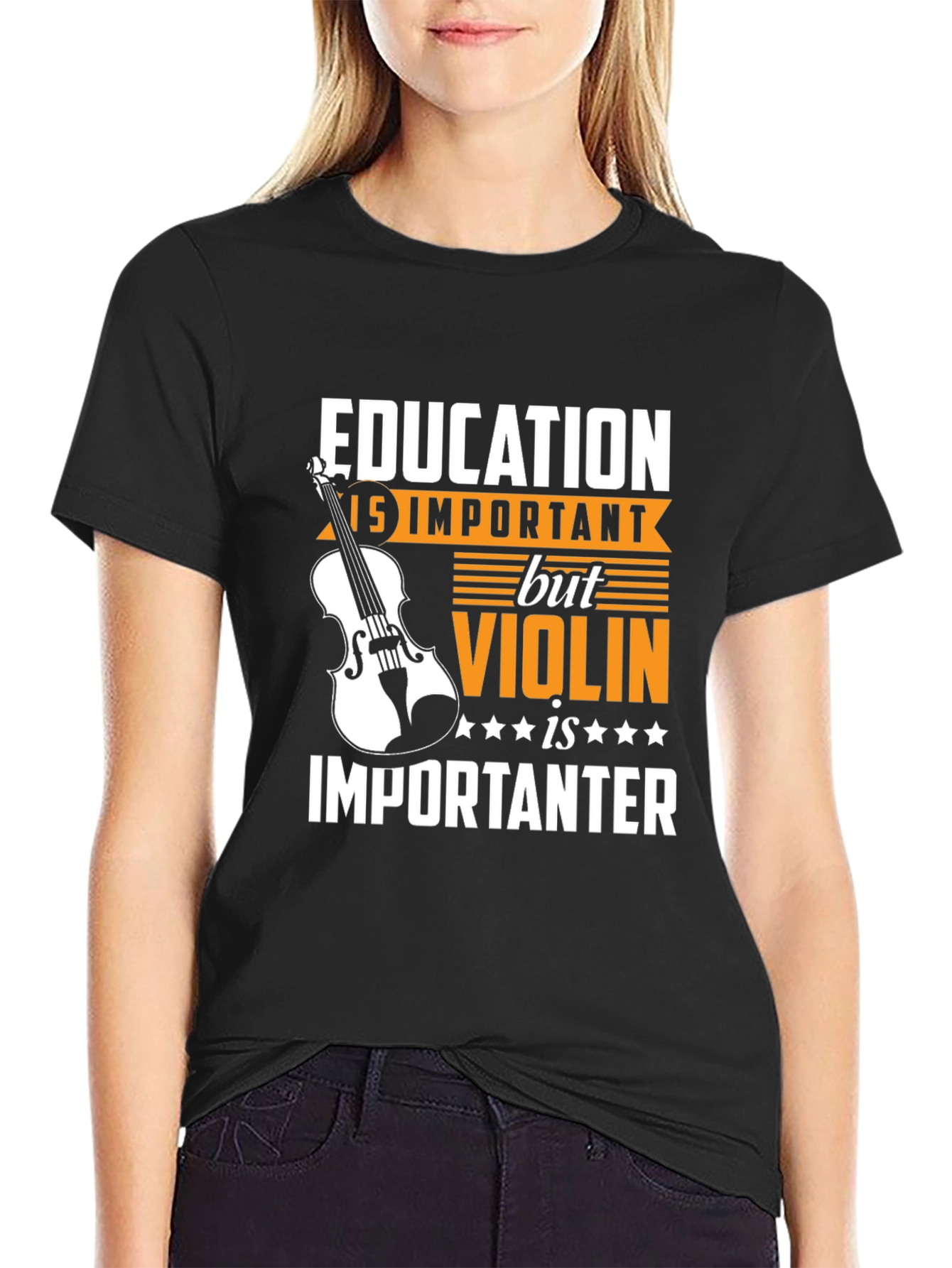 Black Education Violin is Importanter T-Shirt view 2