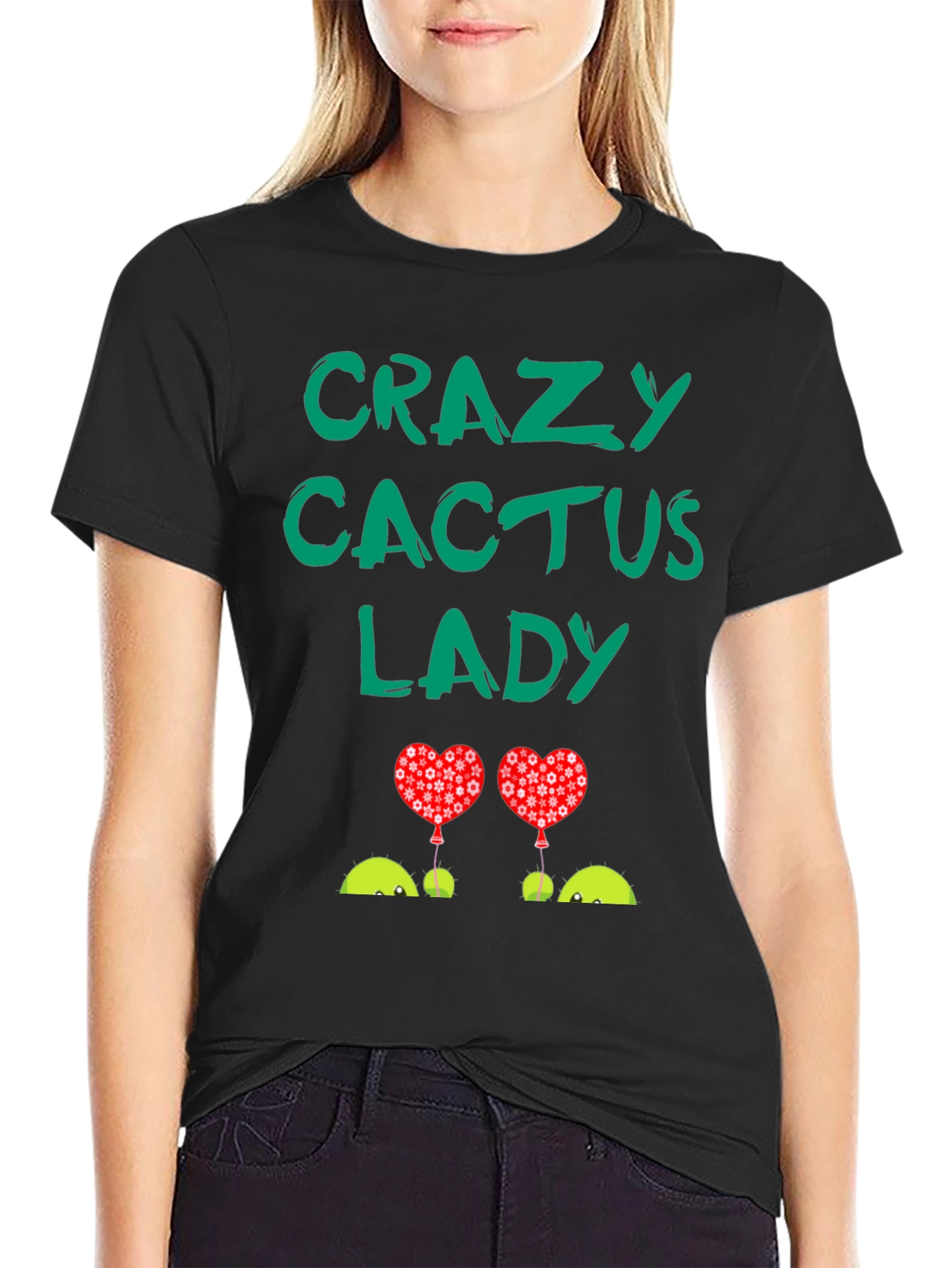 Black Crazy Cactus Lady T-Shirt view 2