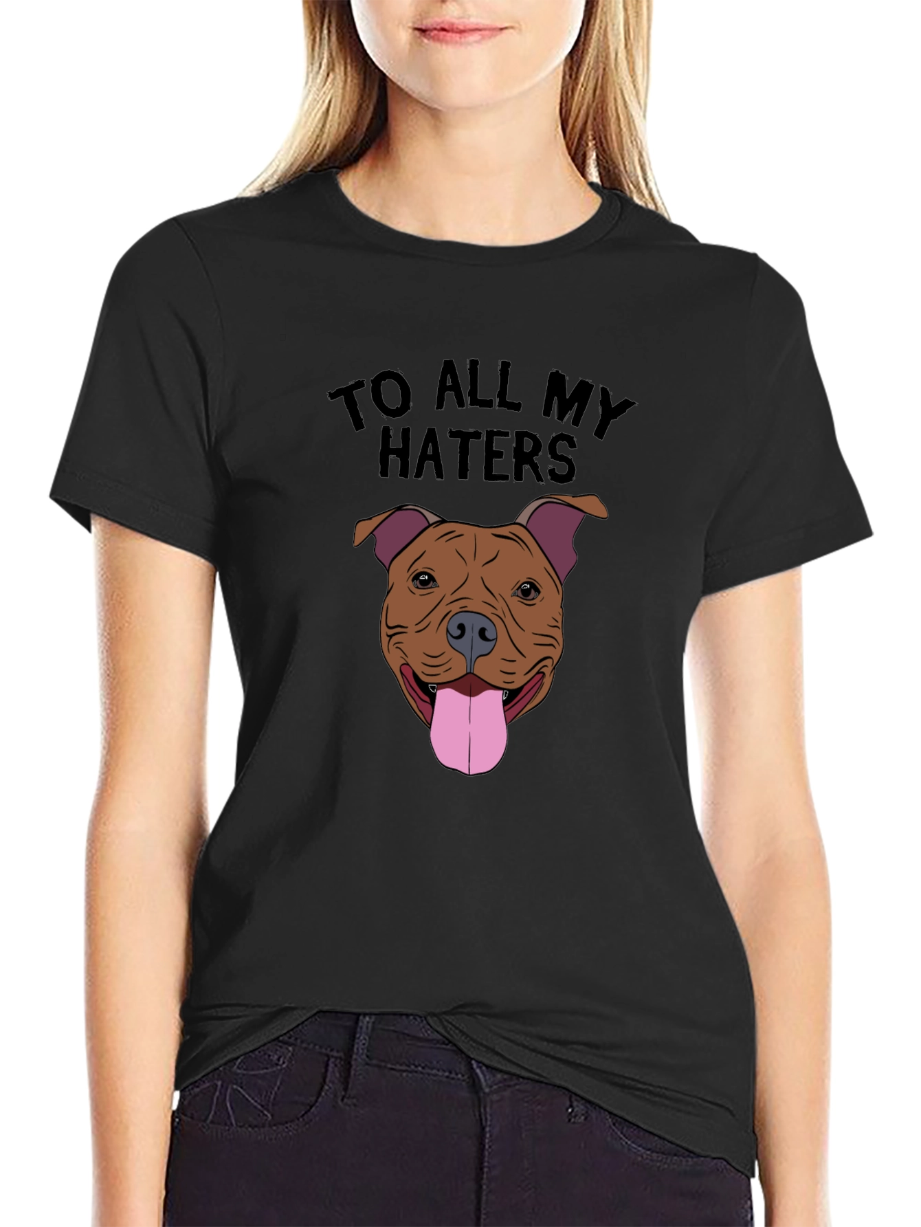 Black Dog Lover T-Shirt - To All My Haters Pitbull Tee view 2