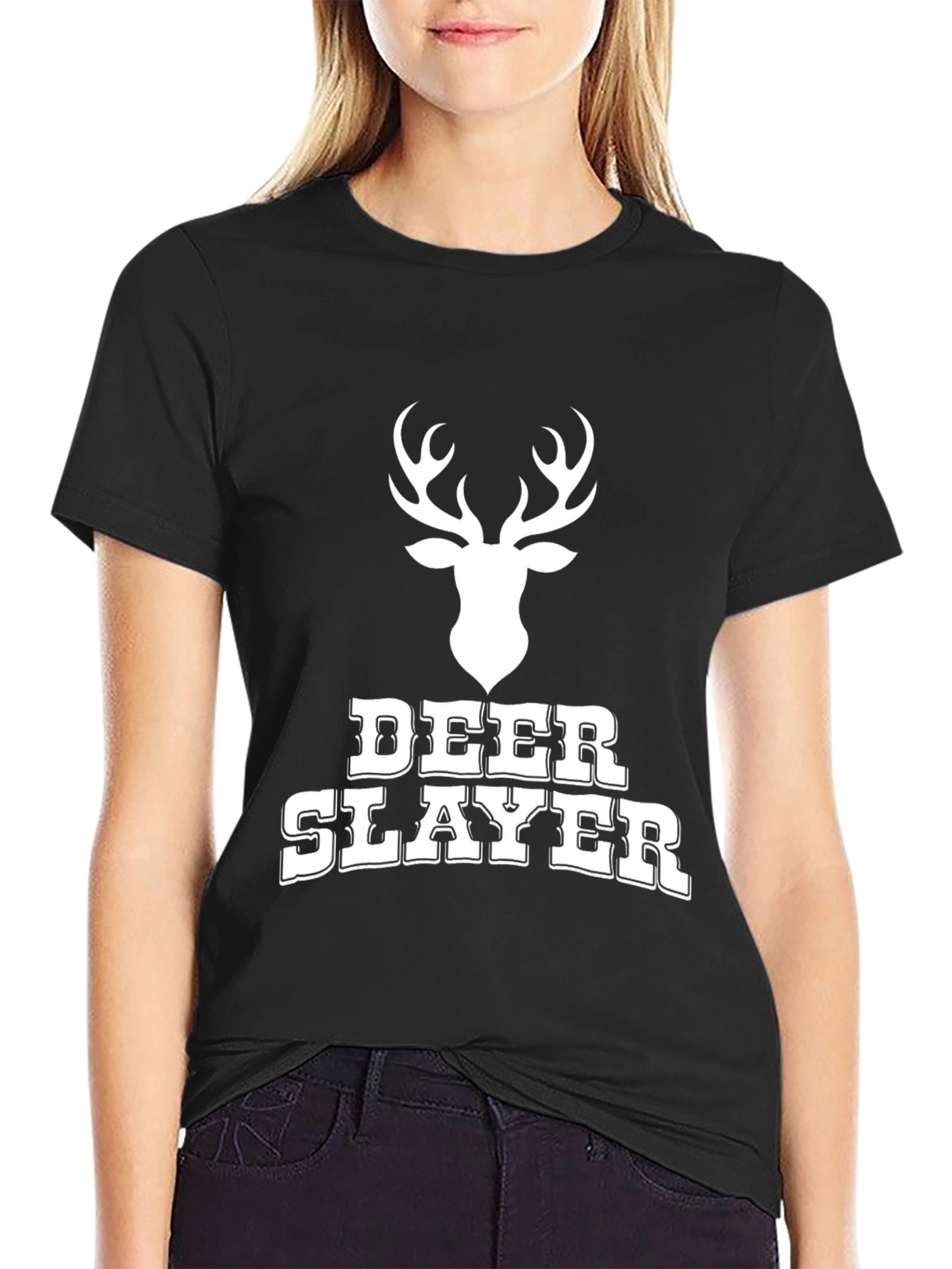 Black Deer Slayer Graphic T-Shirt - Black view 2