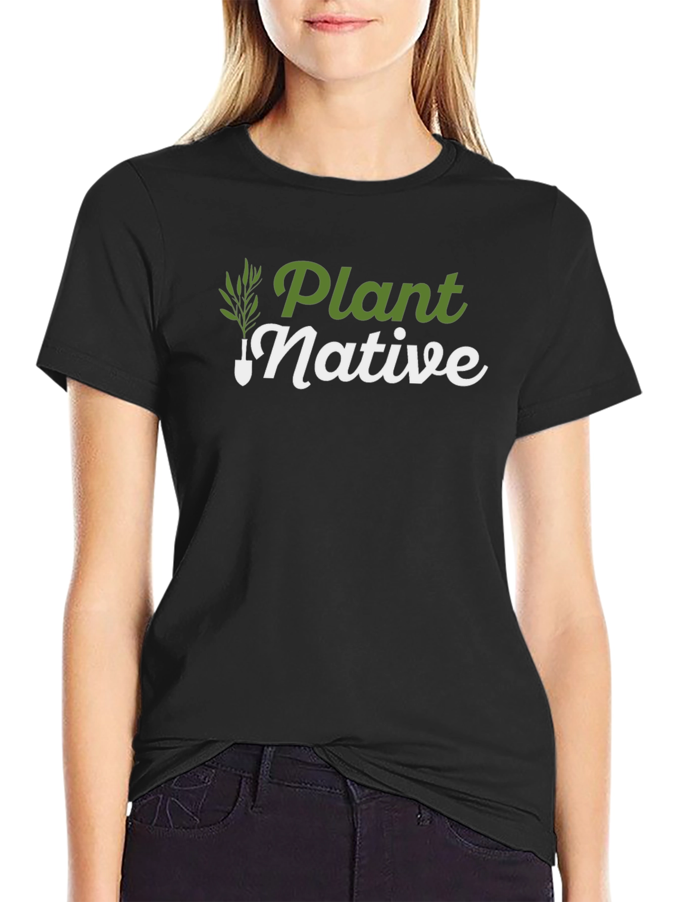 Black Plant Native Graphic T-Shirt - Black, Eco-Friendly view 2