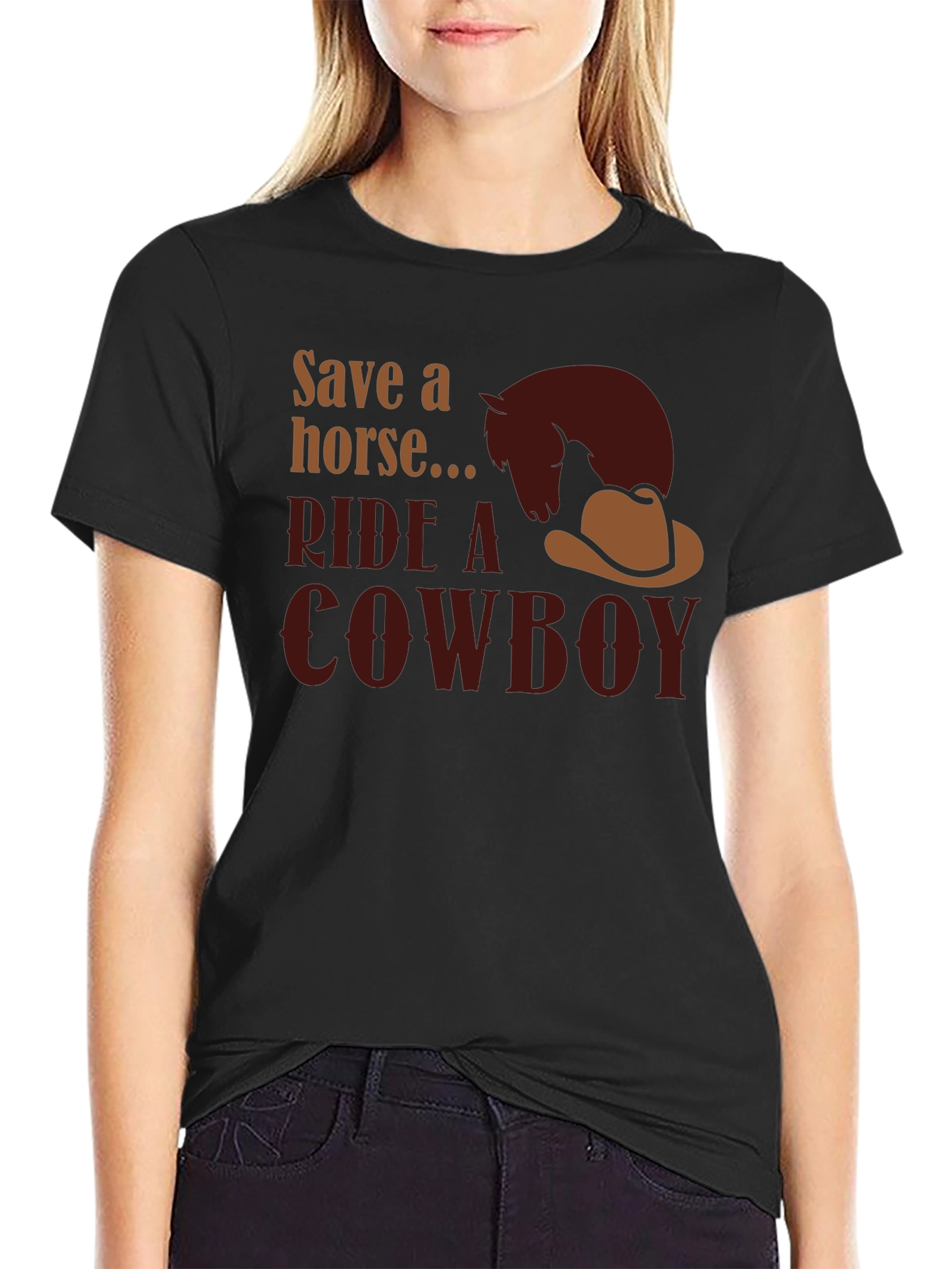 Black Save a Horse Ride a Cowboy Graphic Tee view 2