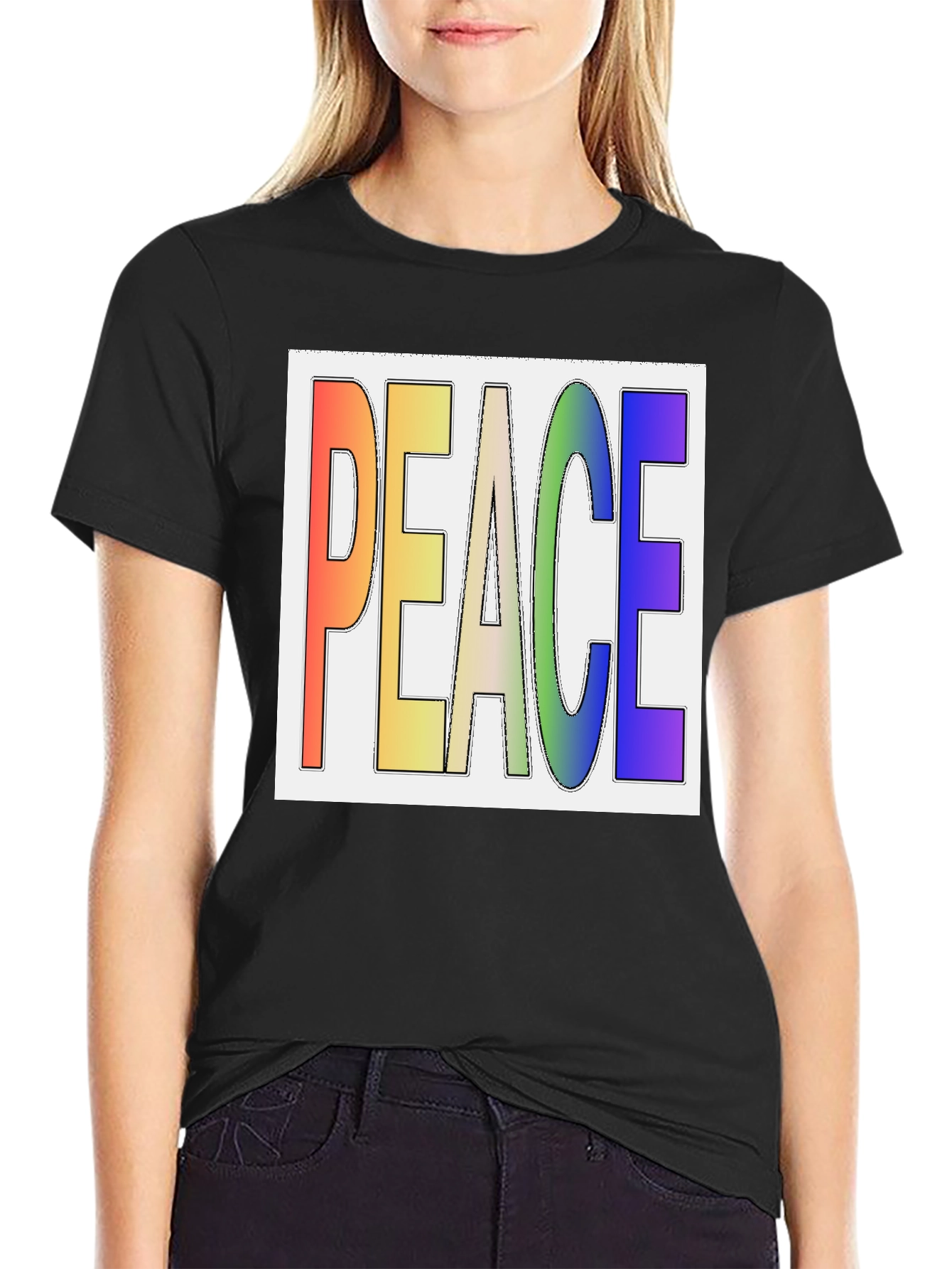 Black Peace Rainbow T-Shirt - Stylish Graphic Tee view 2