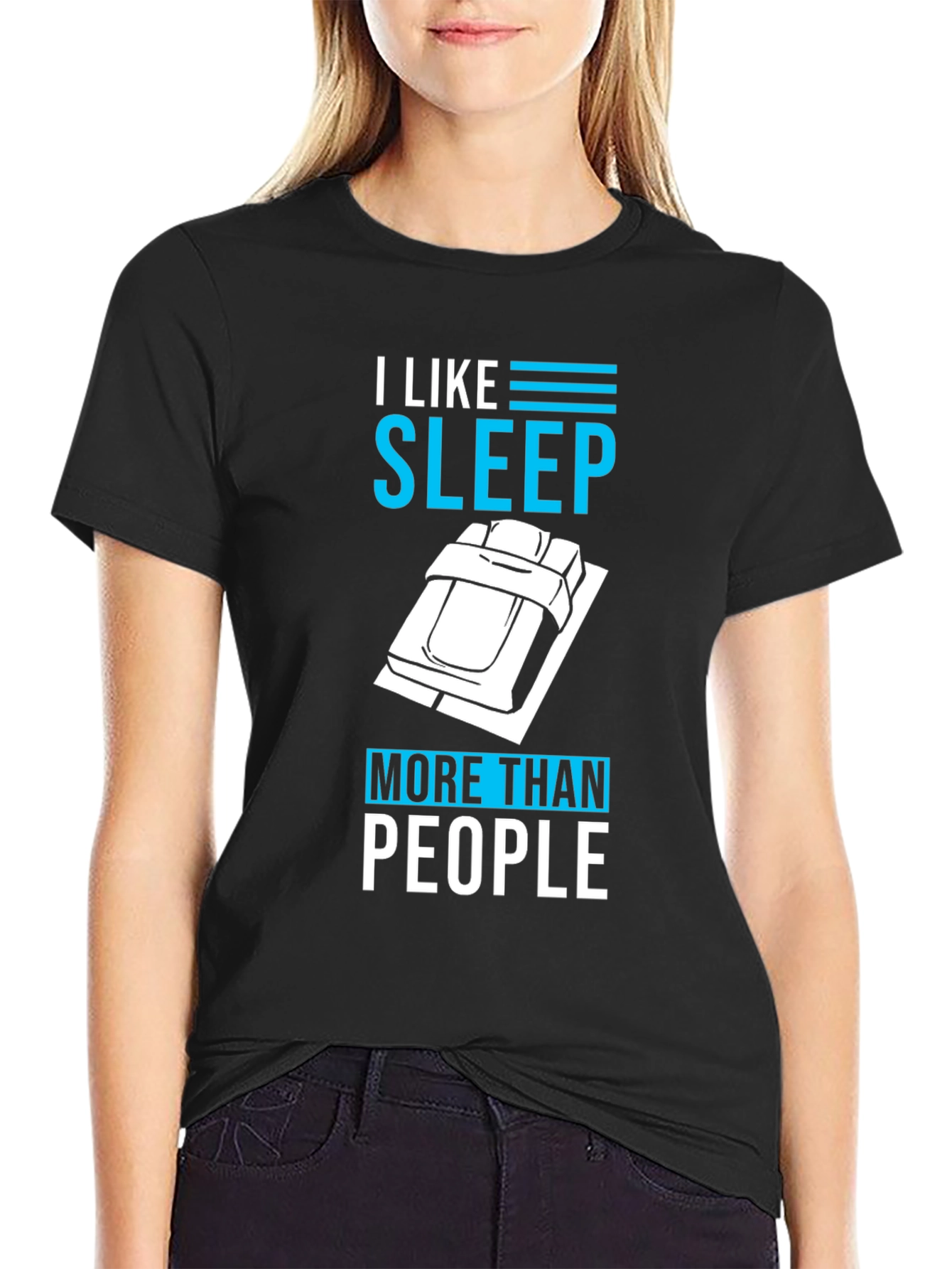 Black I Like Sleep More Than People T-Shirt view 2