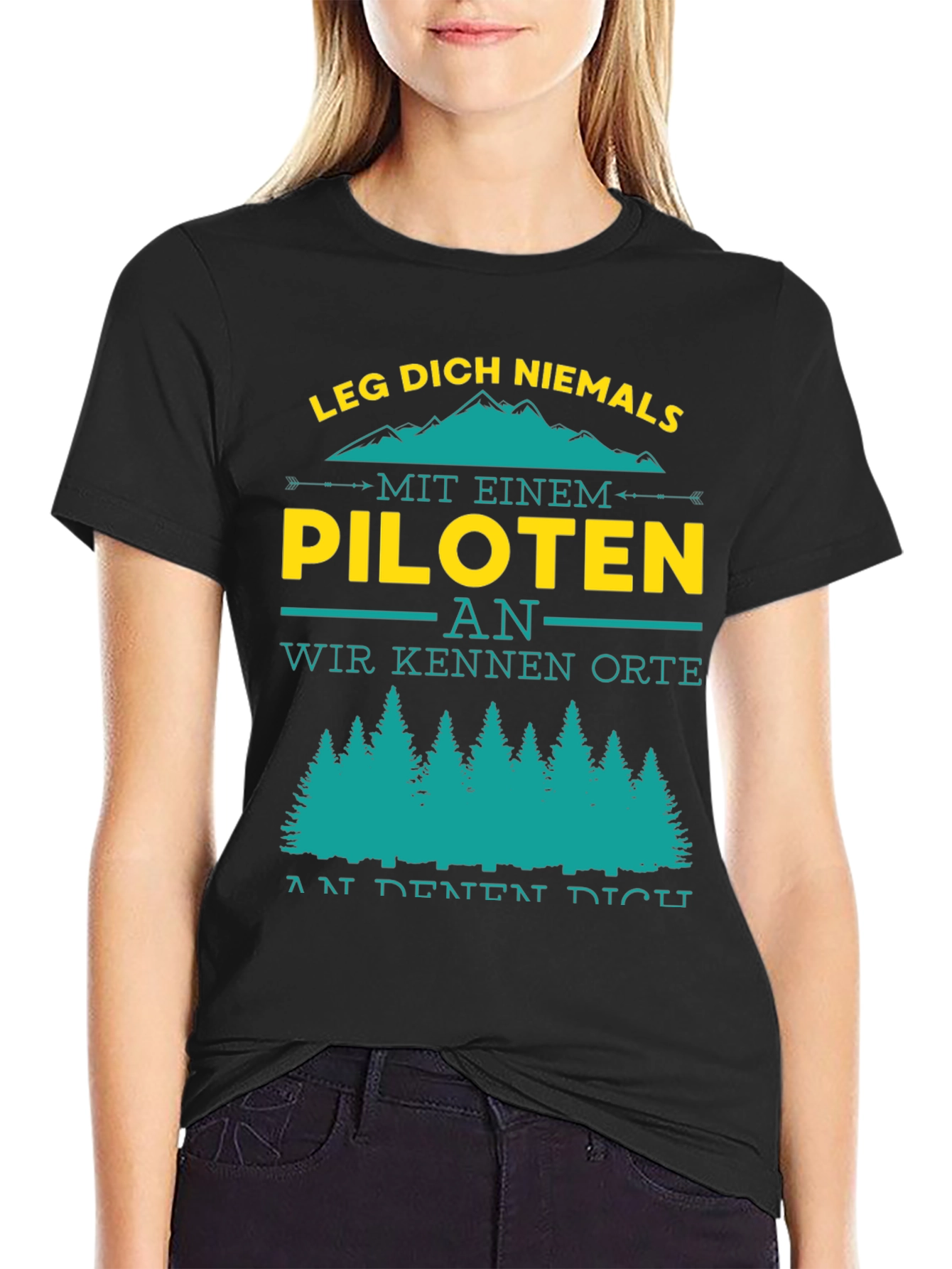 Black Pilot T-Shirt: Leg Dich Niemals An view 2