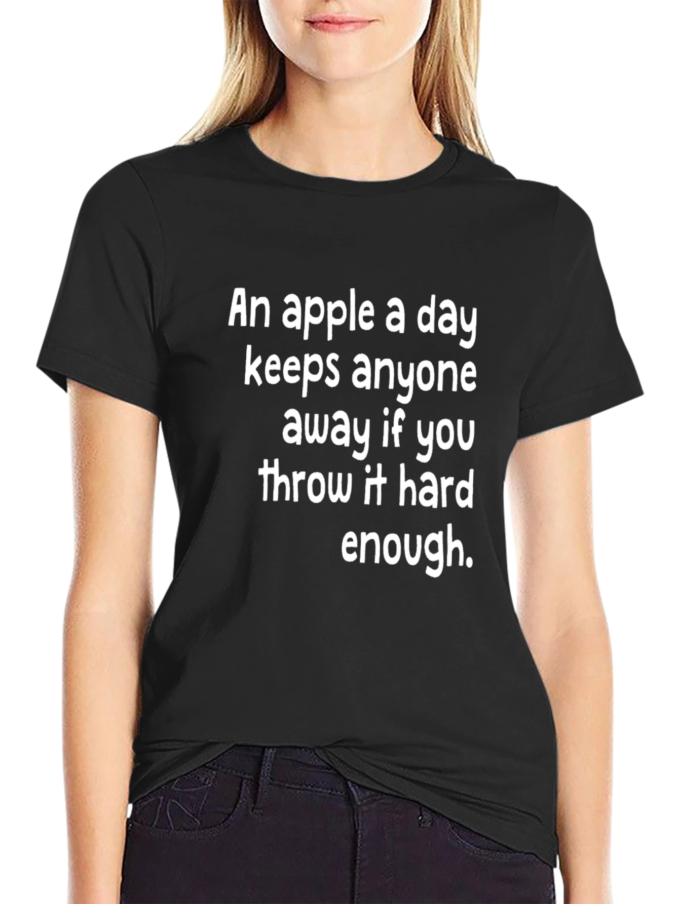 Black Humorous Apple T-Shirt view 2