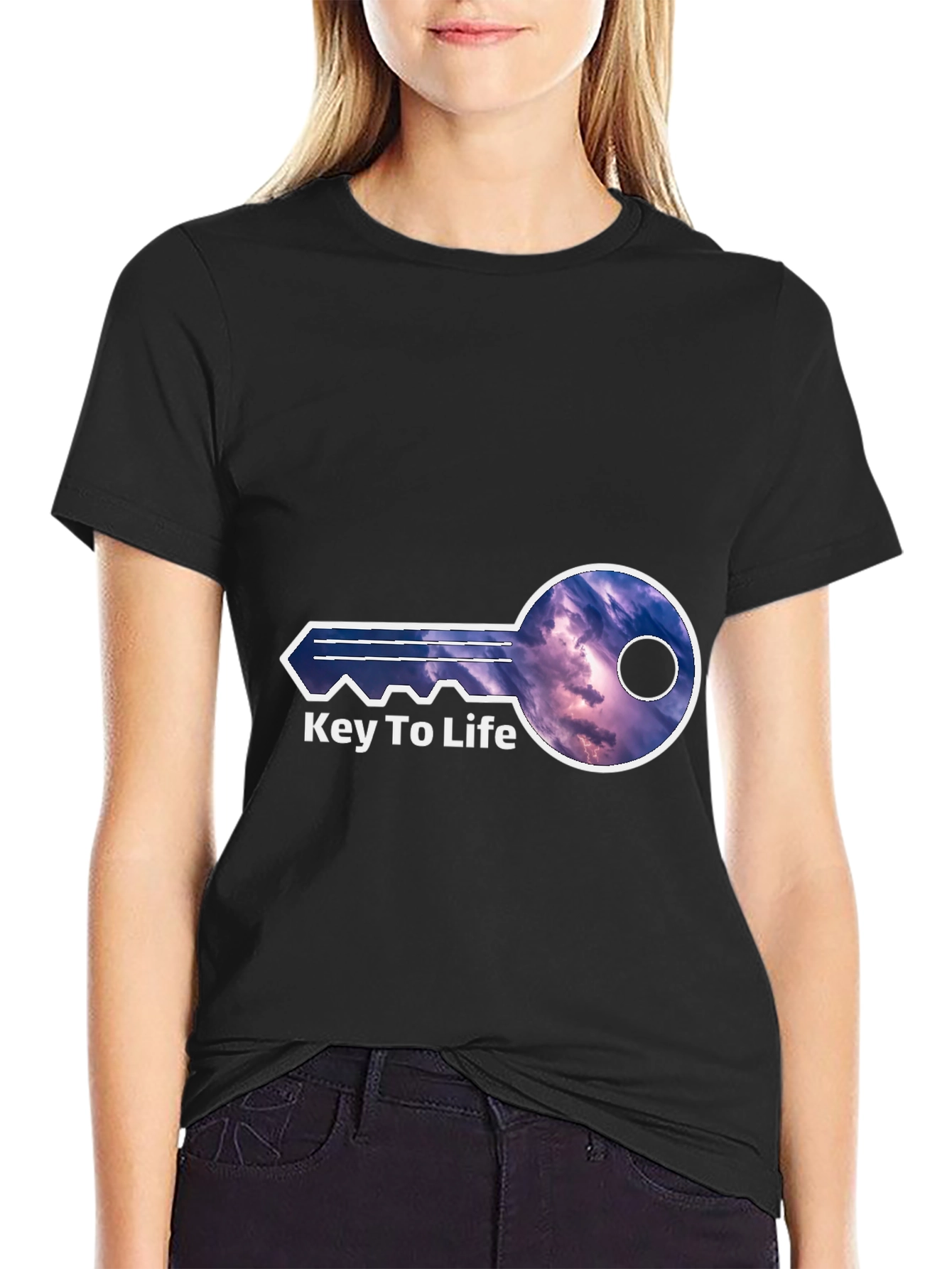 Black Key To Life Graphic Tee - Unique Design view 2