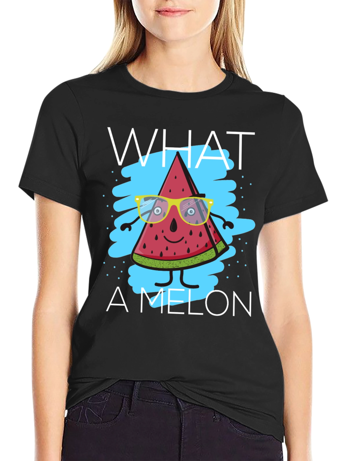 Black What A Melon Graphic T-Shirt view 2