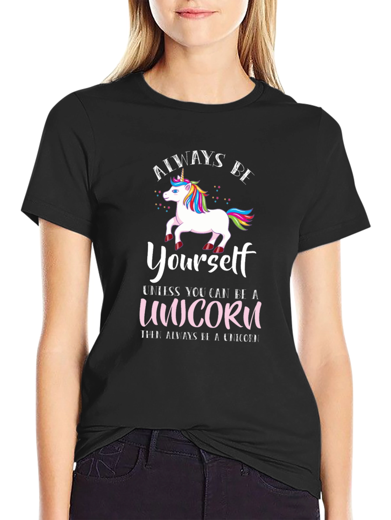 Black Always Be Yourself Unicorn T-Shirt view 2
