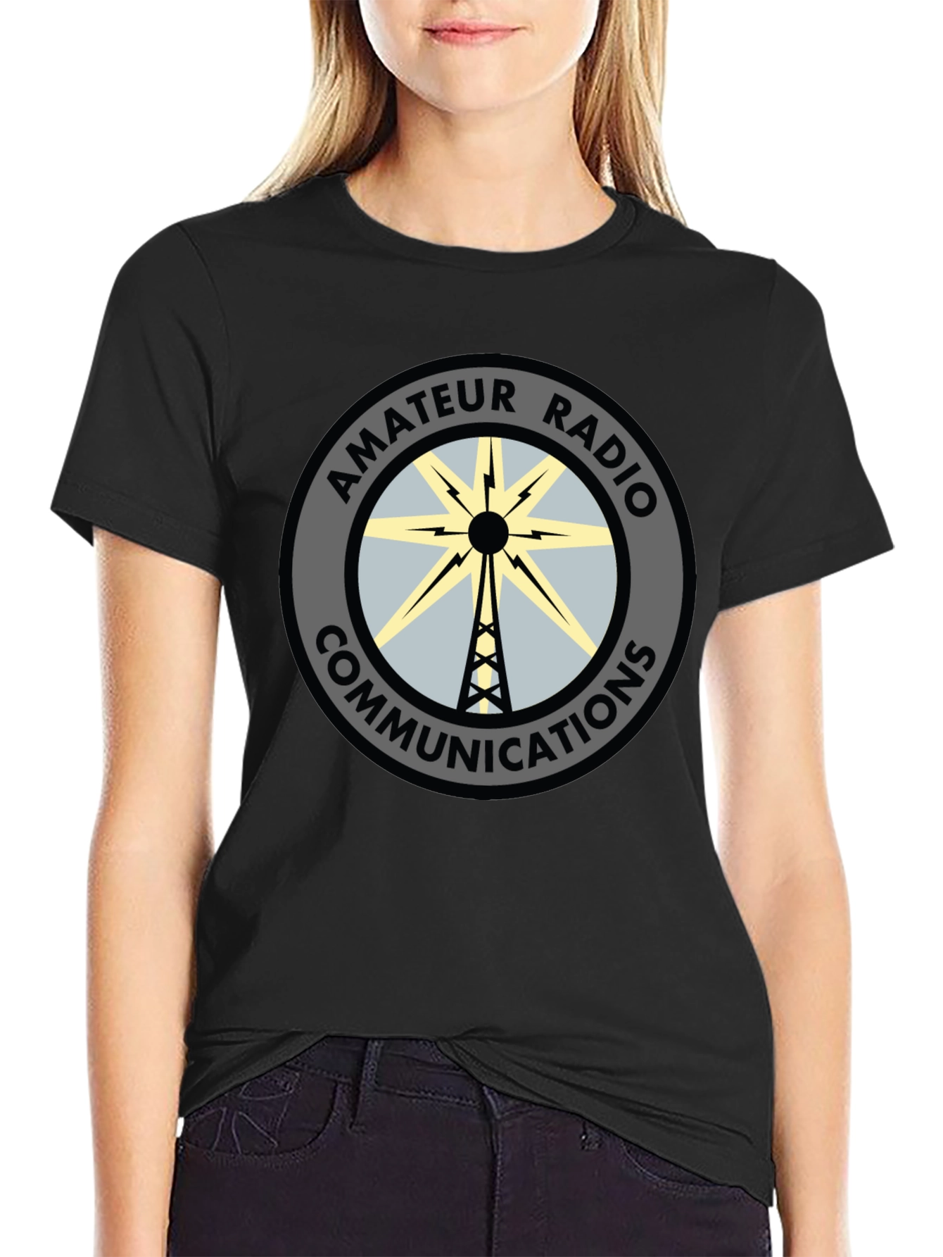 Black Amateur Radio Communications T-Shirt view 2