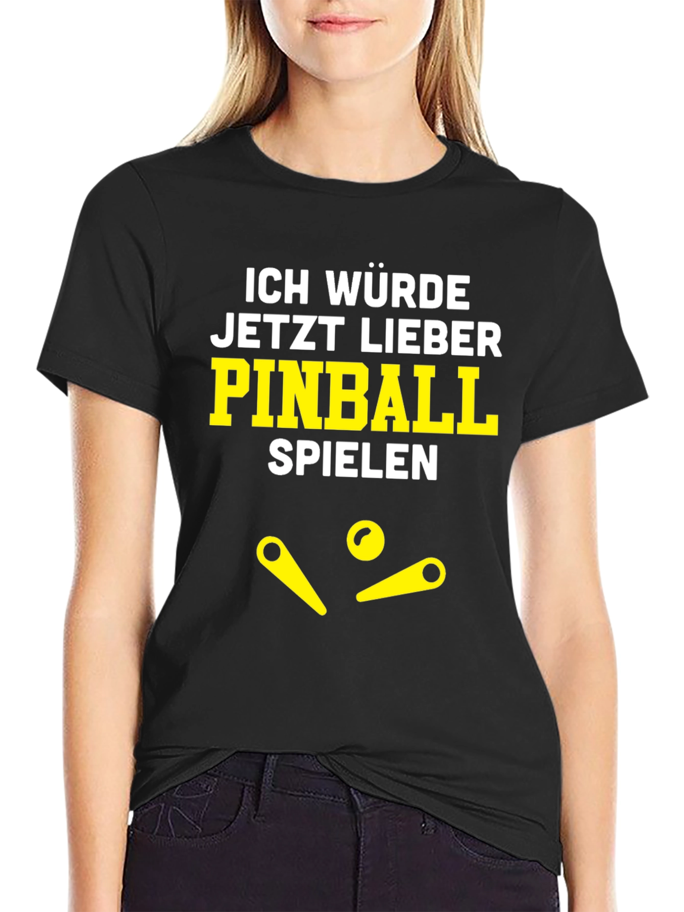 Black Pinball Player T-Shirt - I'd Rather Be Playing Now! view 2
