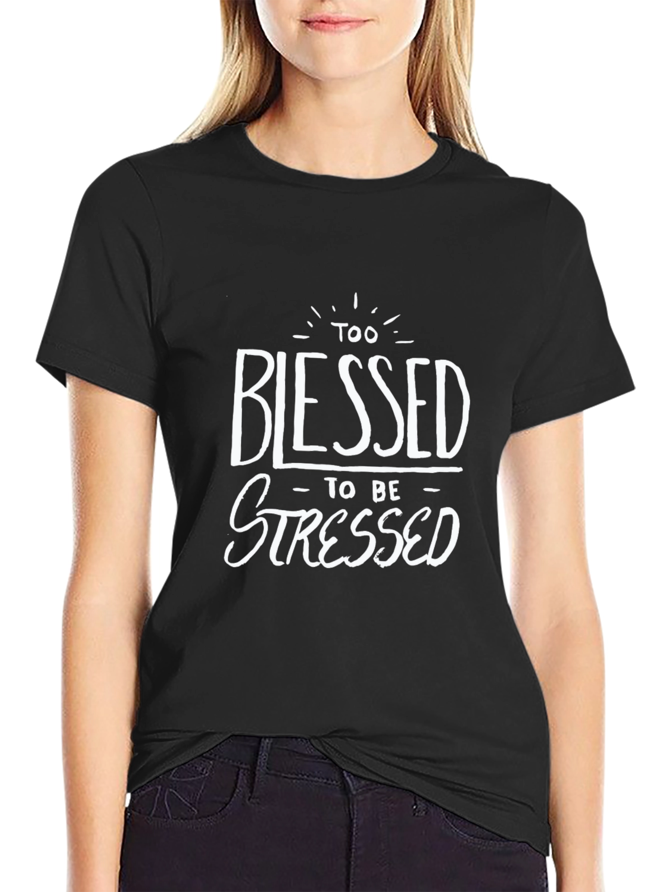 Black Blessed Graphic T-Shirt - Black Cotton Tee view 2