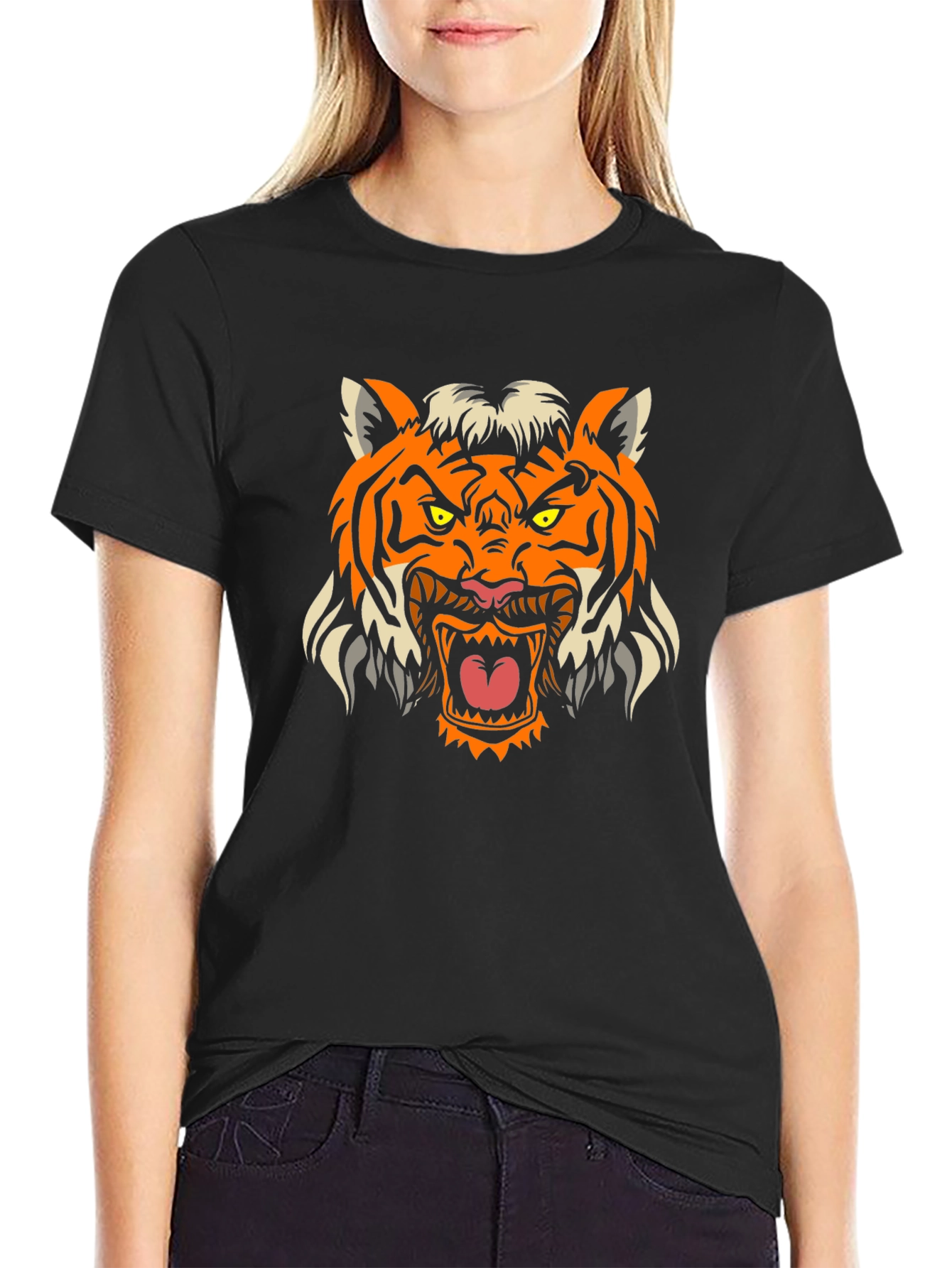 Black Men's Black Tiger Graphic Tee view 2