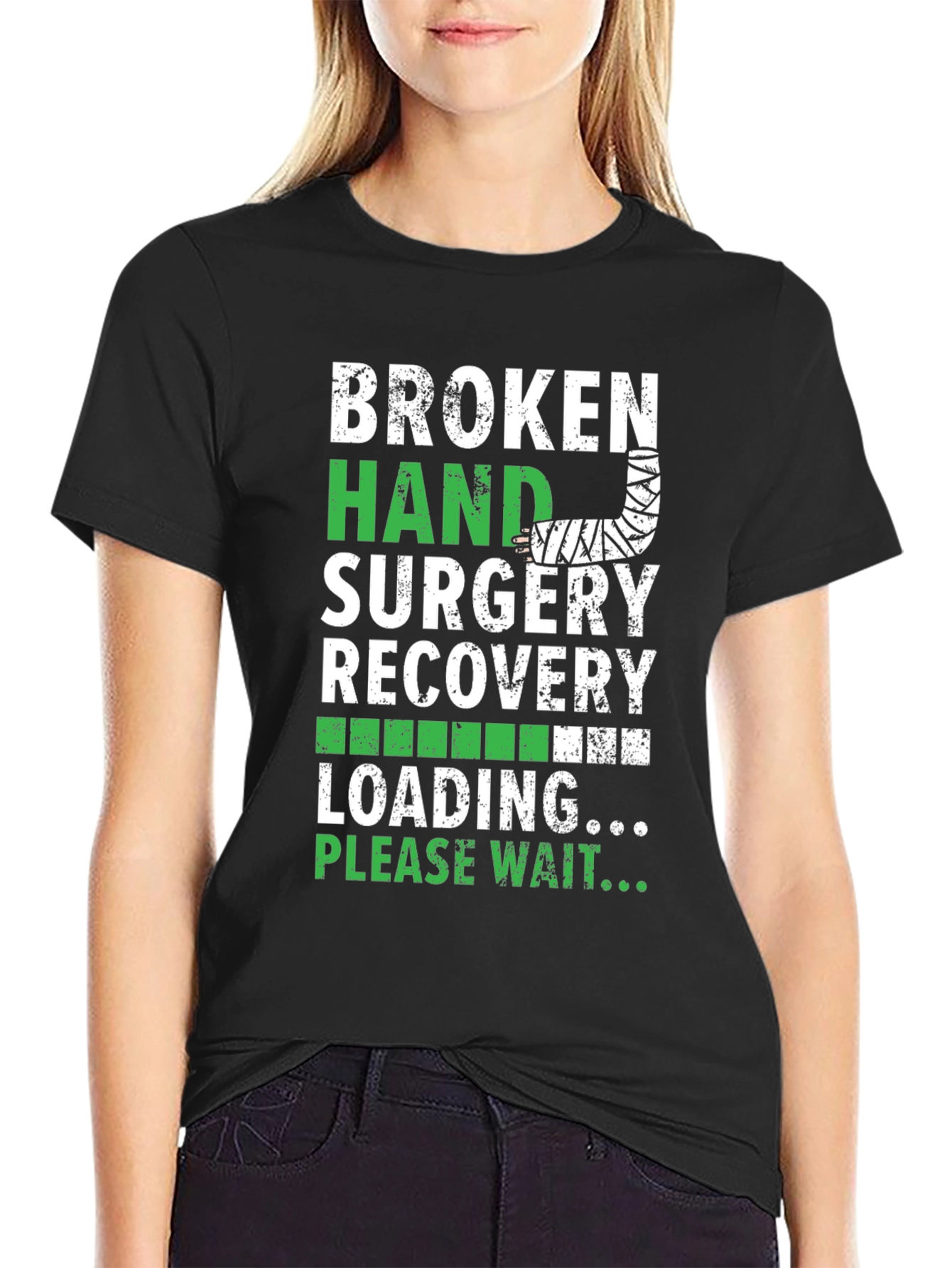 Black Broken Hand Surgery Recovery T-Shirt view 2